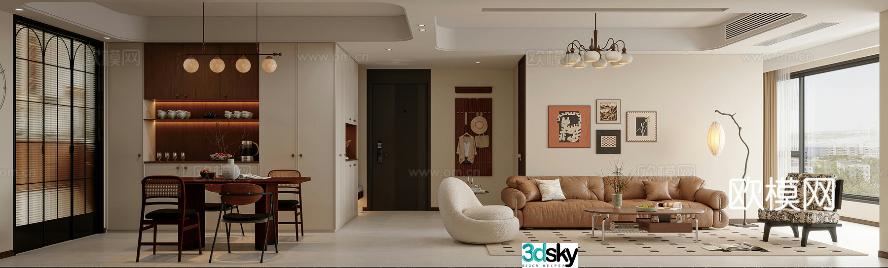 3D model of medieval style living room restaurant