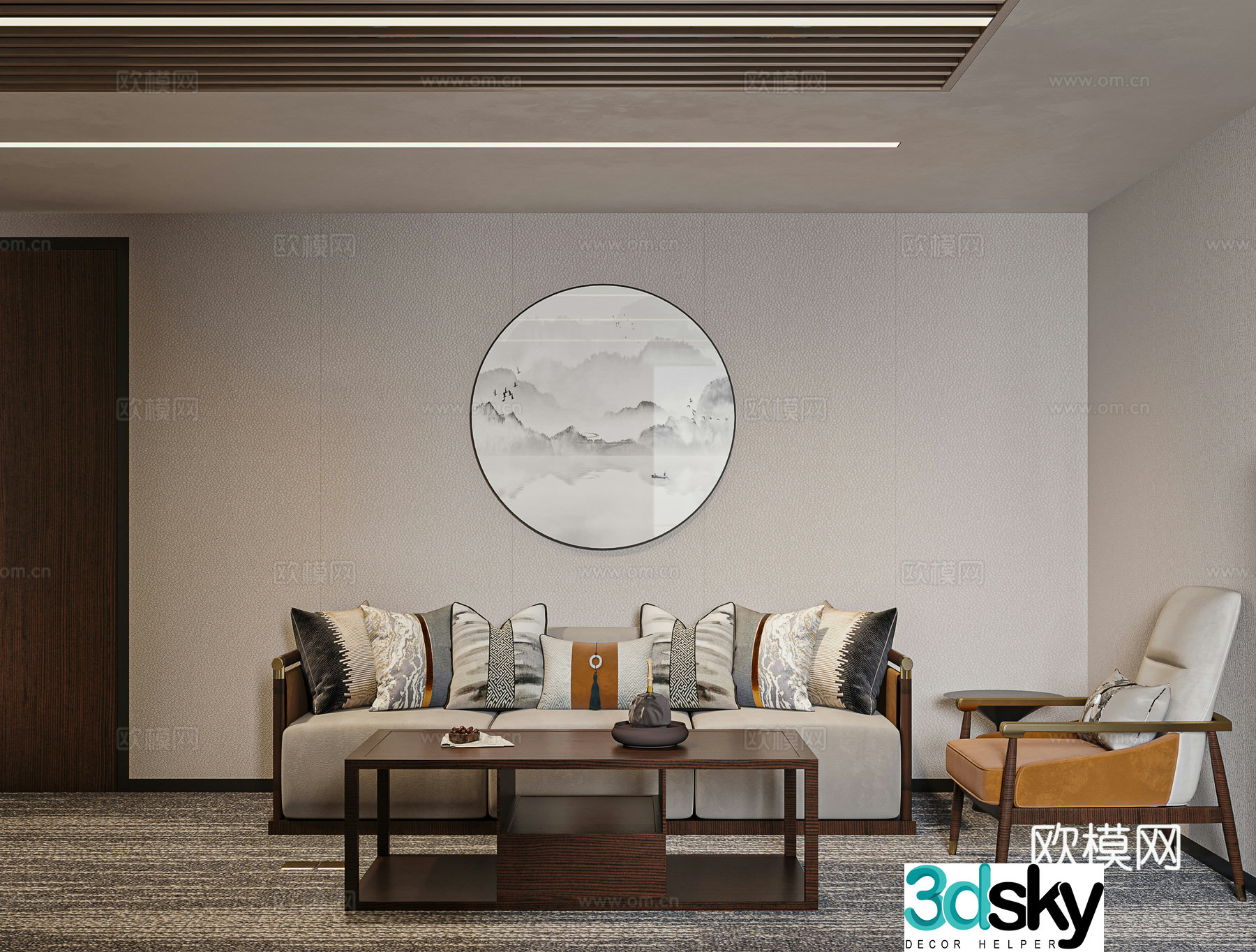 New Chinese style sofa coffee table combination sofa coffee table 3D model