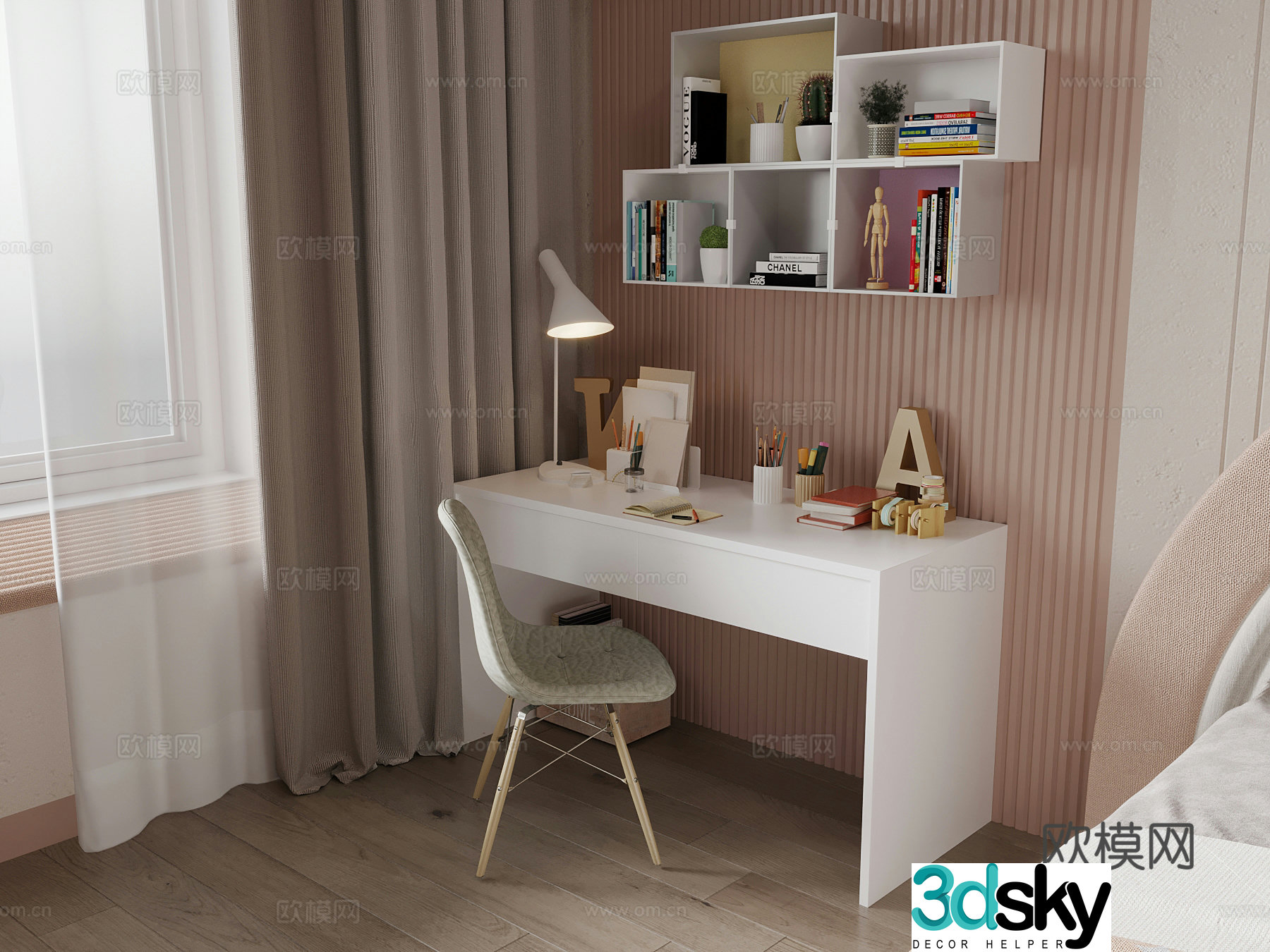 Modern desk and chair 3d model