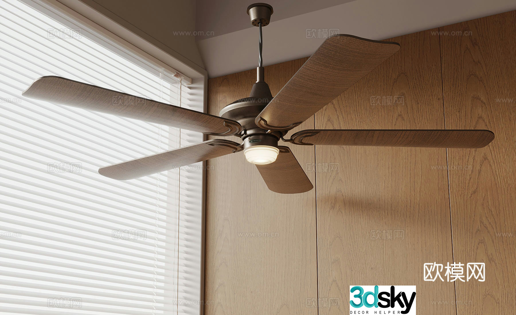 French medieval fan light retro fan light 3d model