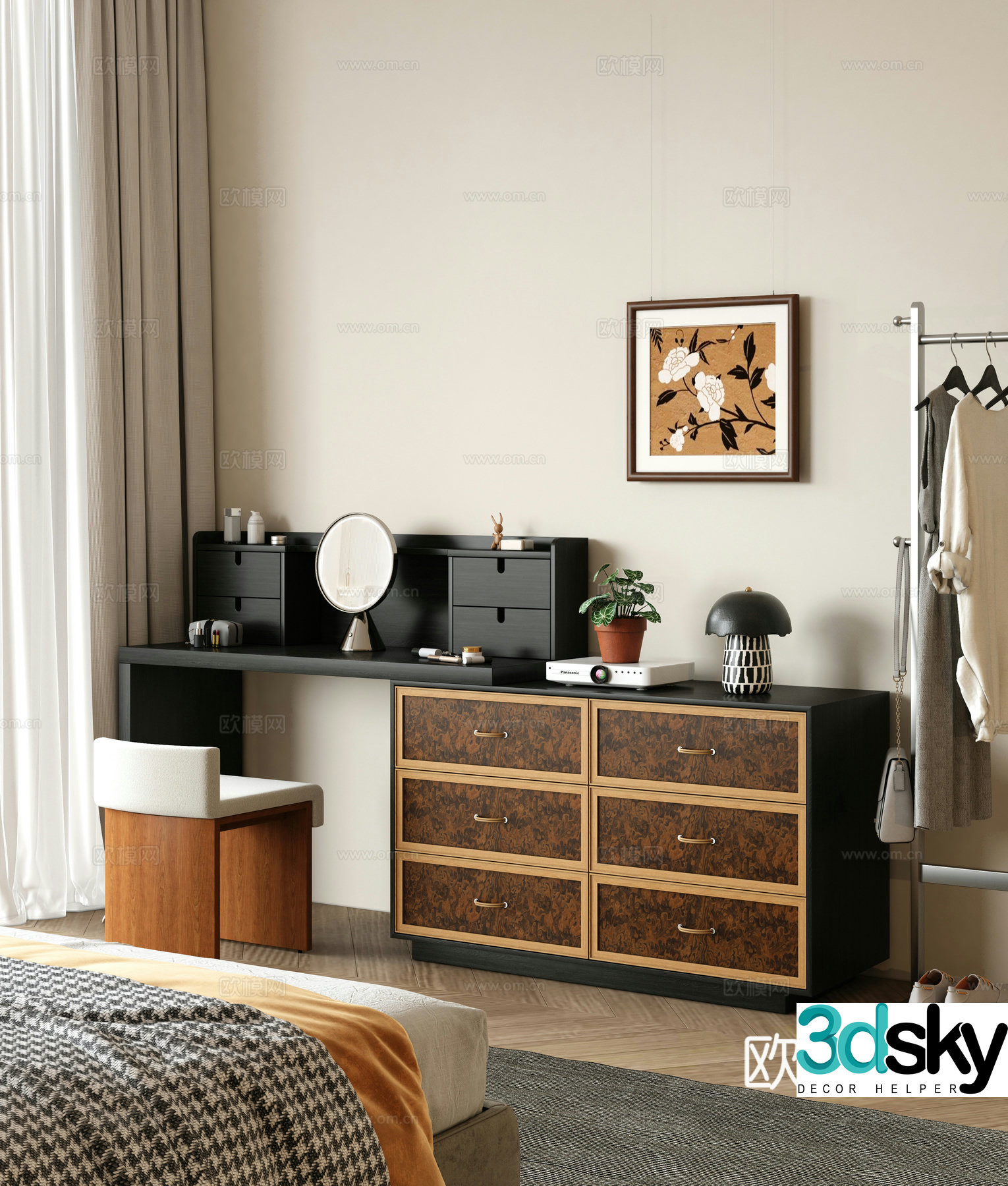Modern retro dressing table Makeup table Finished dressing table 3d model