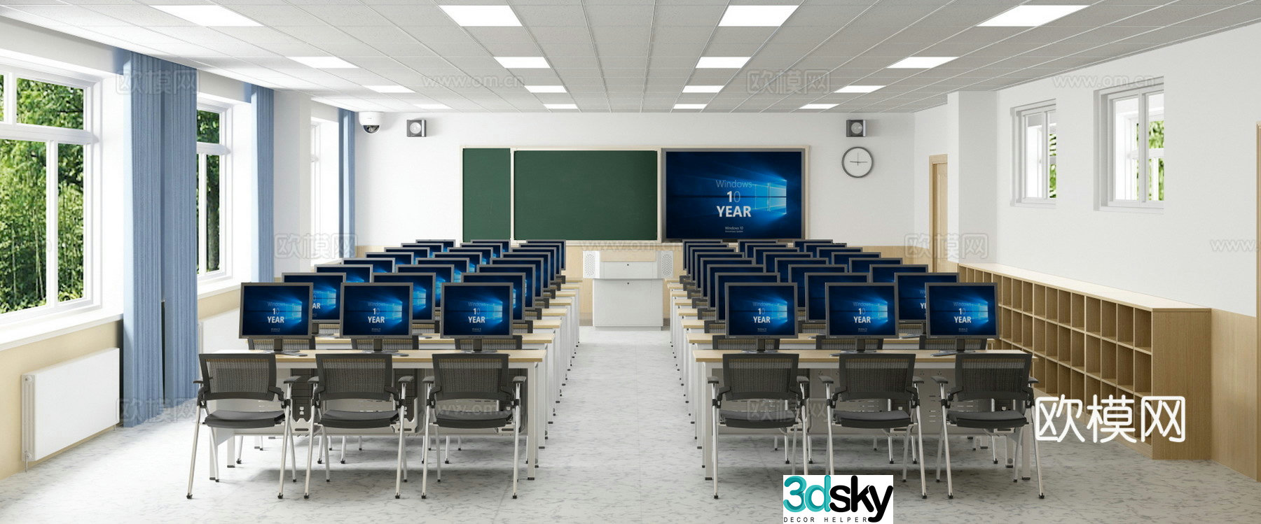 Modern computer classroom multimedia classroom multifunctional classroom 3d model