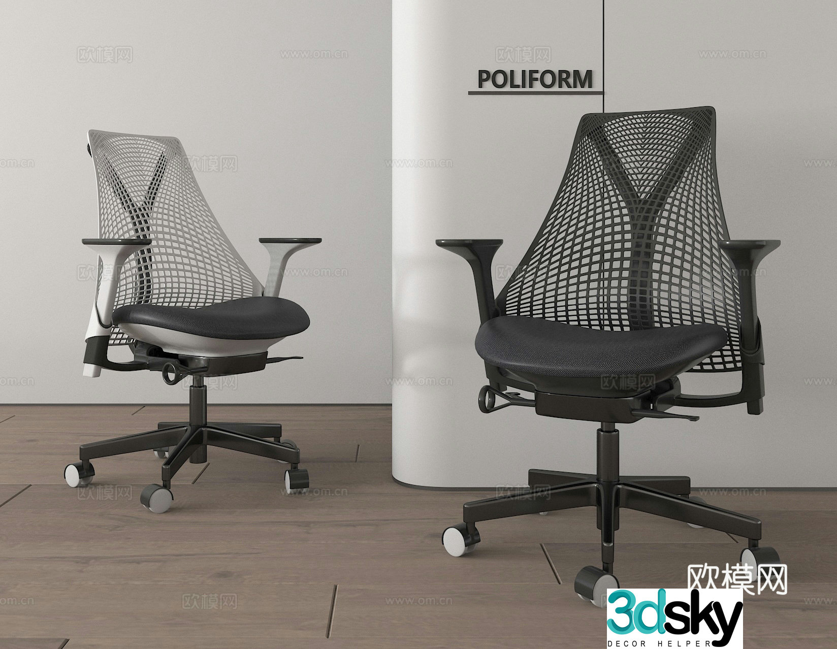 Mesh office chair swivel chair staff chair 3d model
