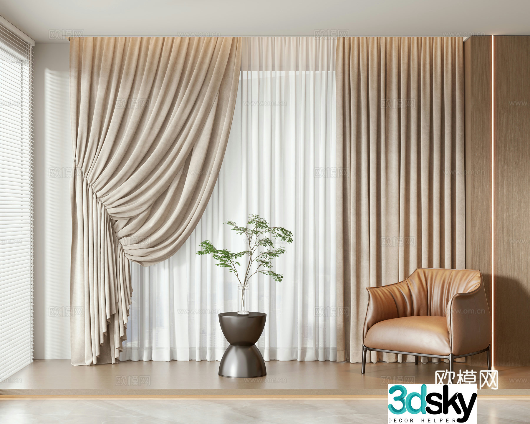 Modern curtain 3d model