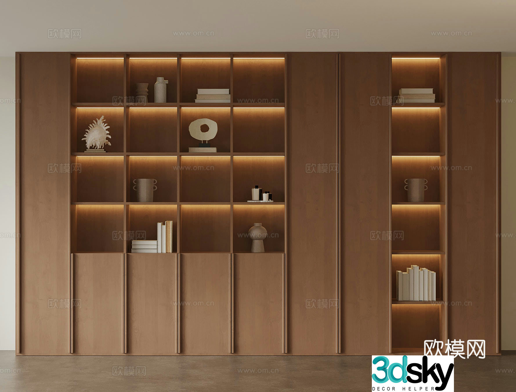 3D model of medieval style bookcase