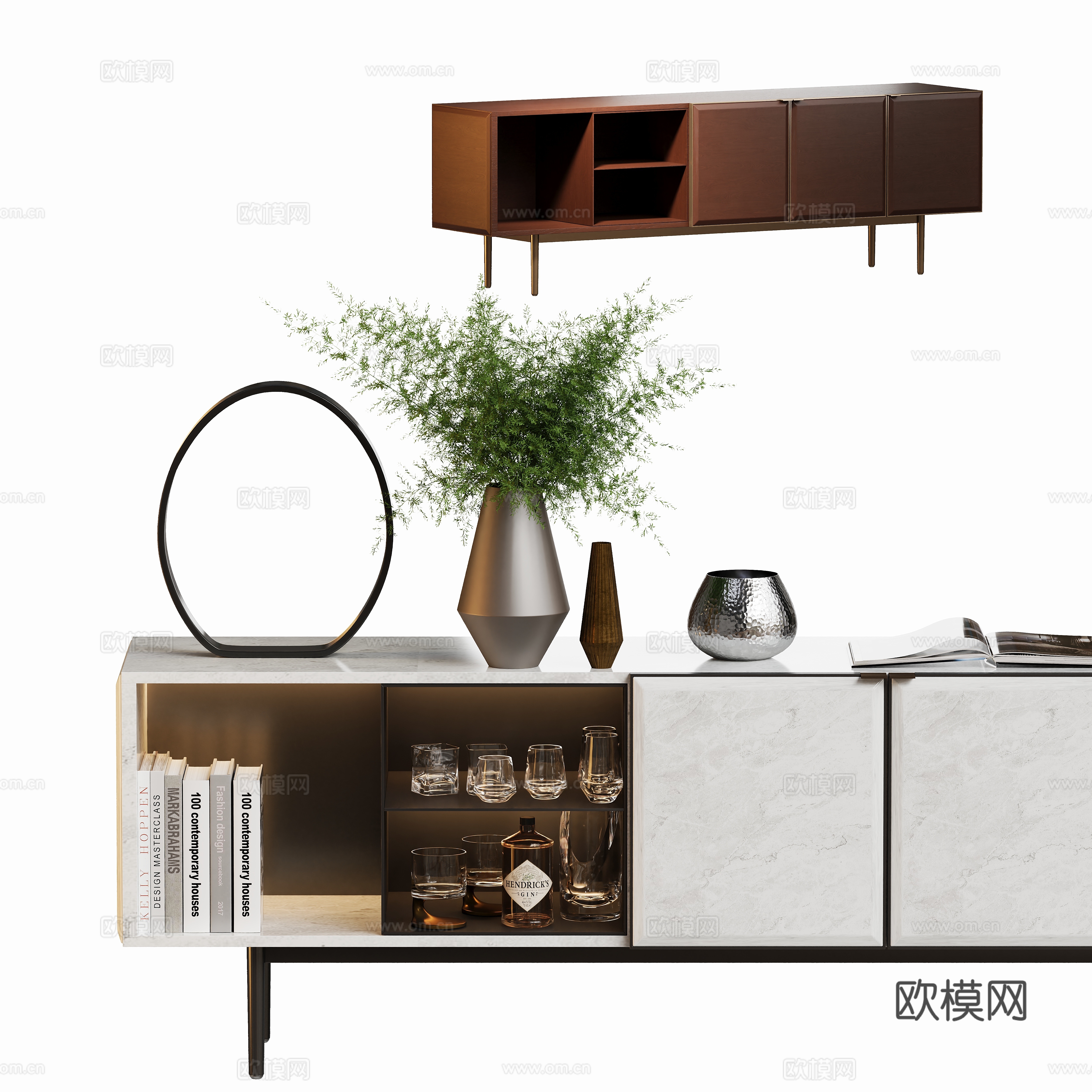 Modern finished TV cabinet side cabinet 3D model