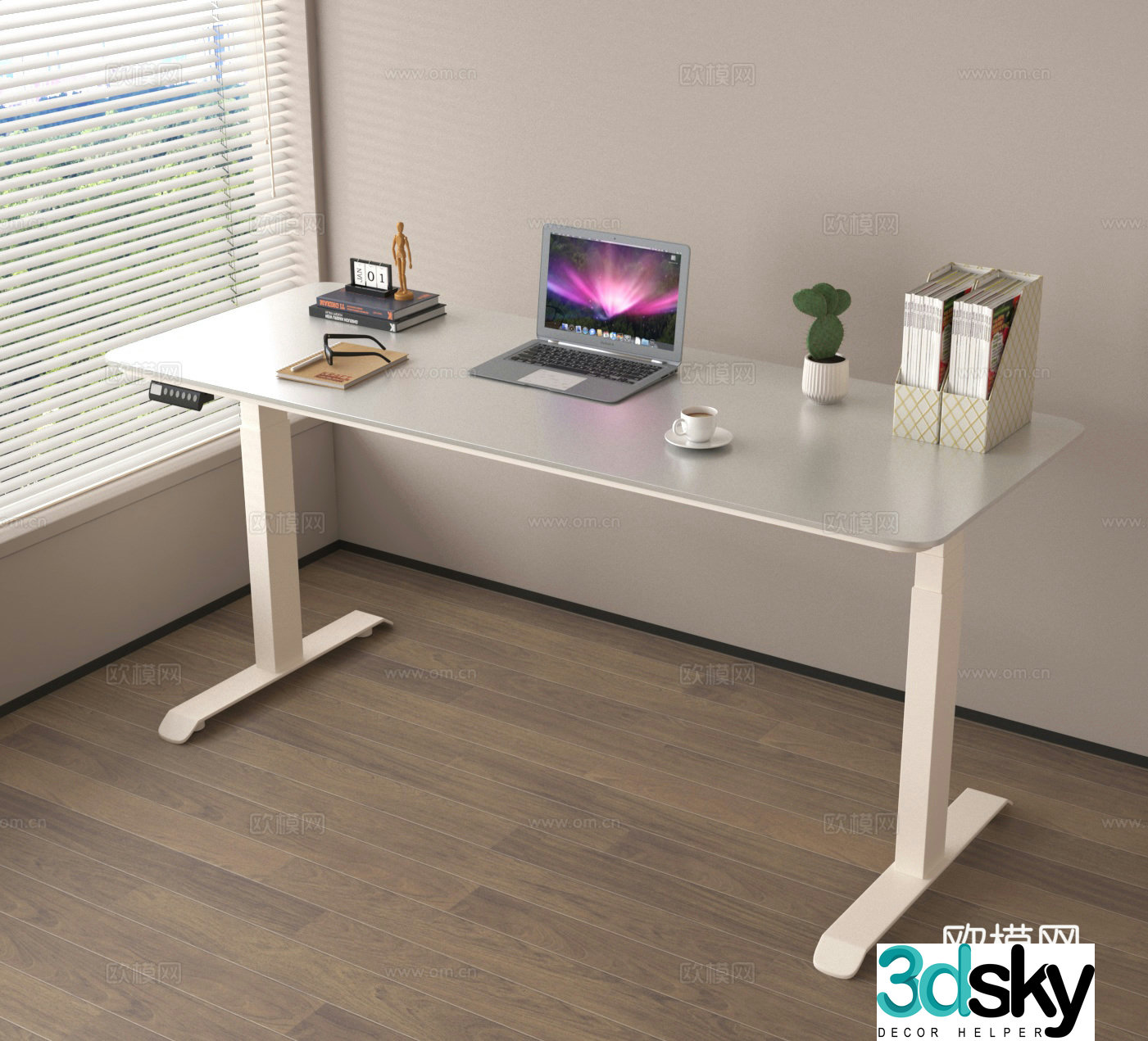 Computer desk study desk reading desk 3d model