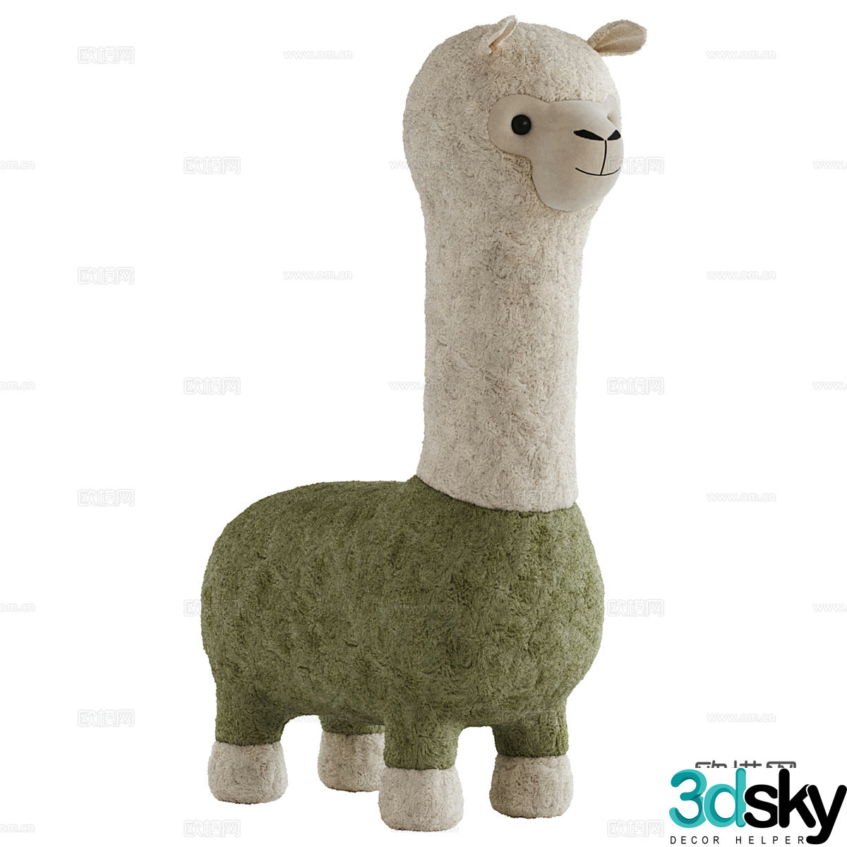Modern creamy style alpaca plush toy 3d model
