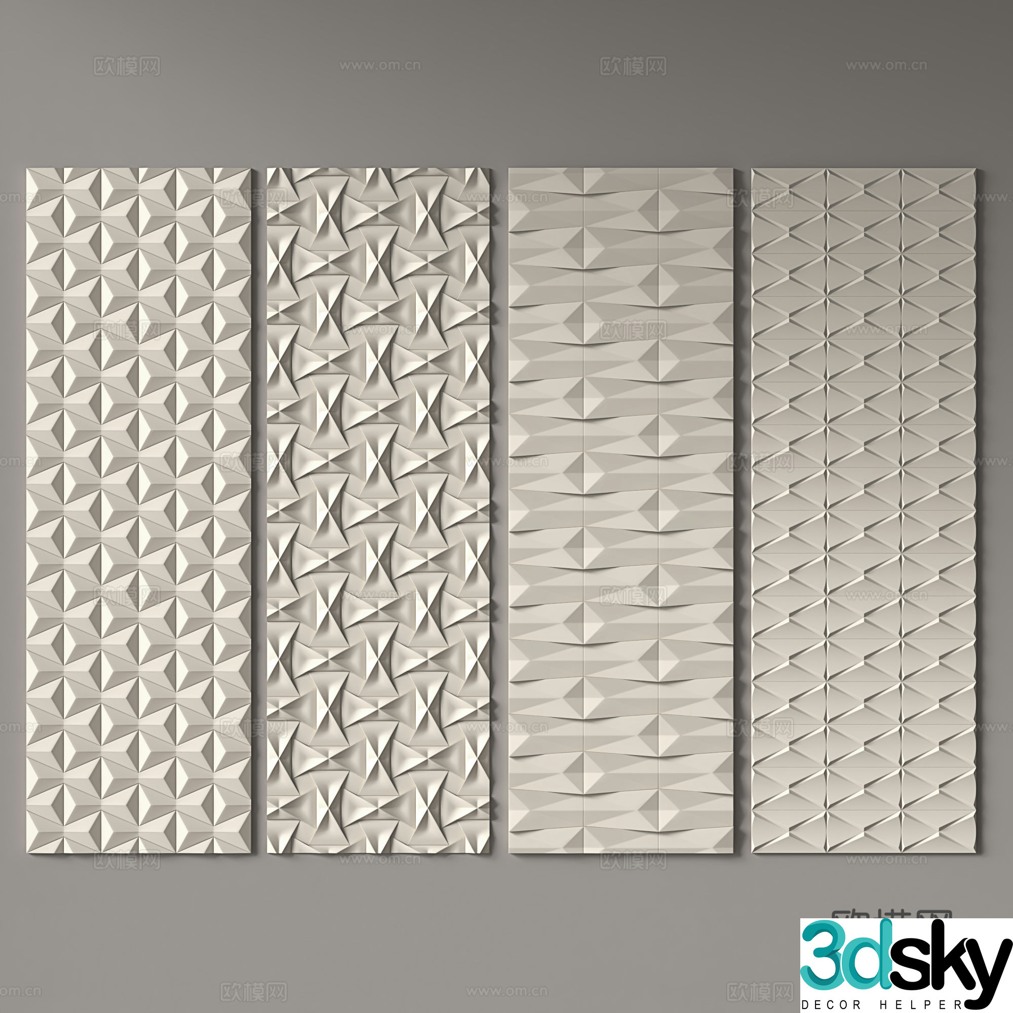 Three-dimensional wall panel 3d model