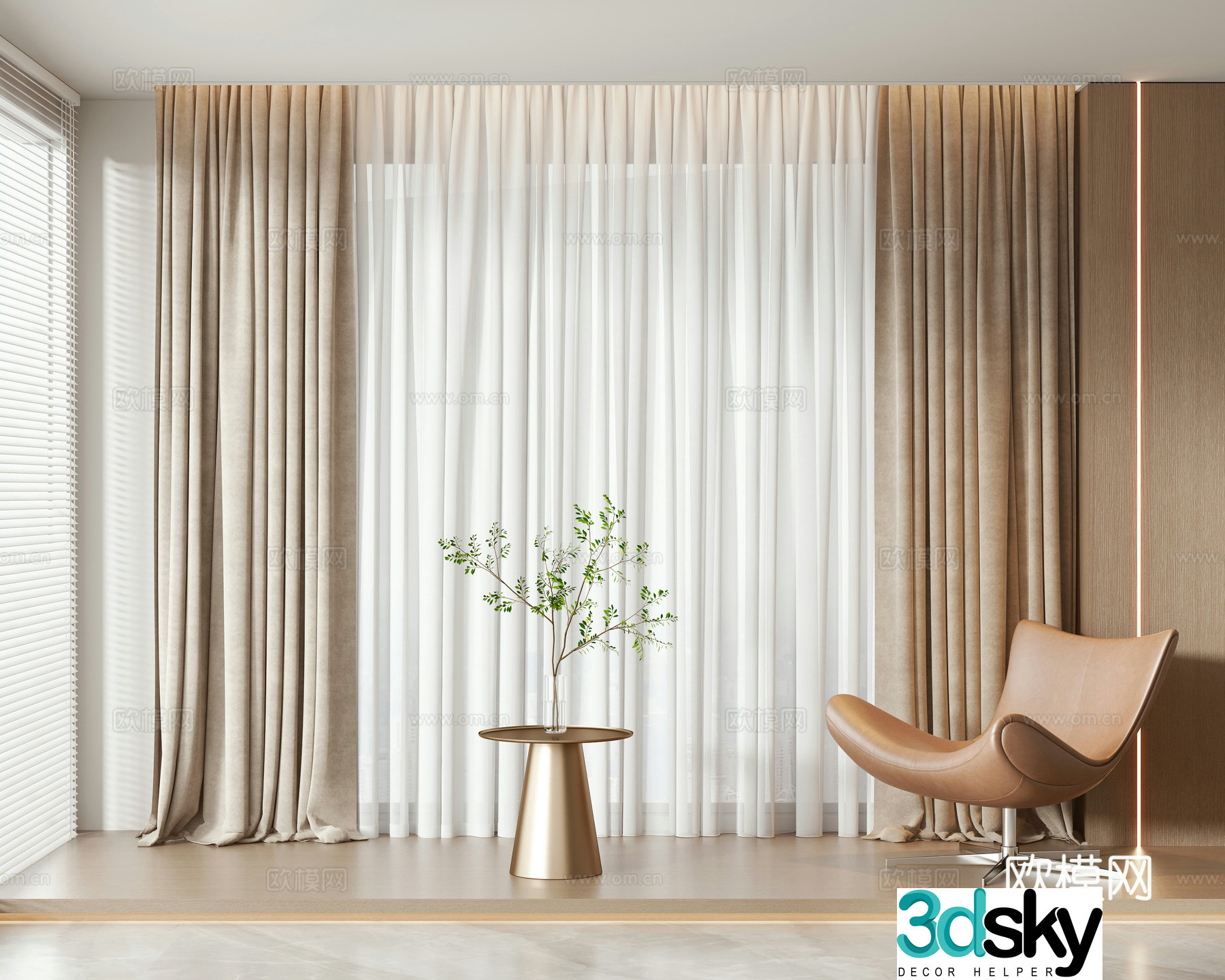 Modern curtain 3d model