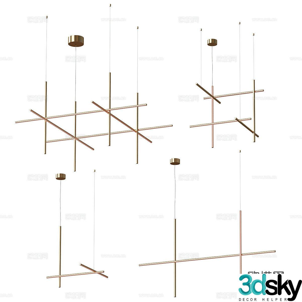 Modern light luxury minimalist Flos Coordinates suspension chandelier 3d model