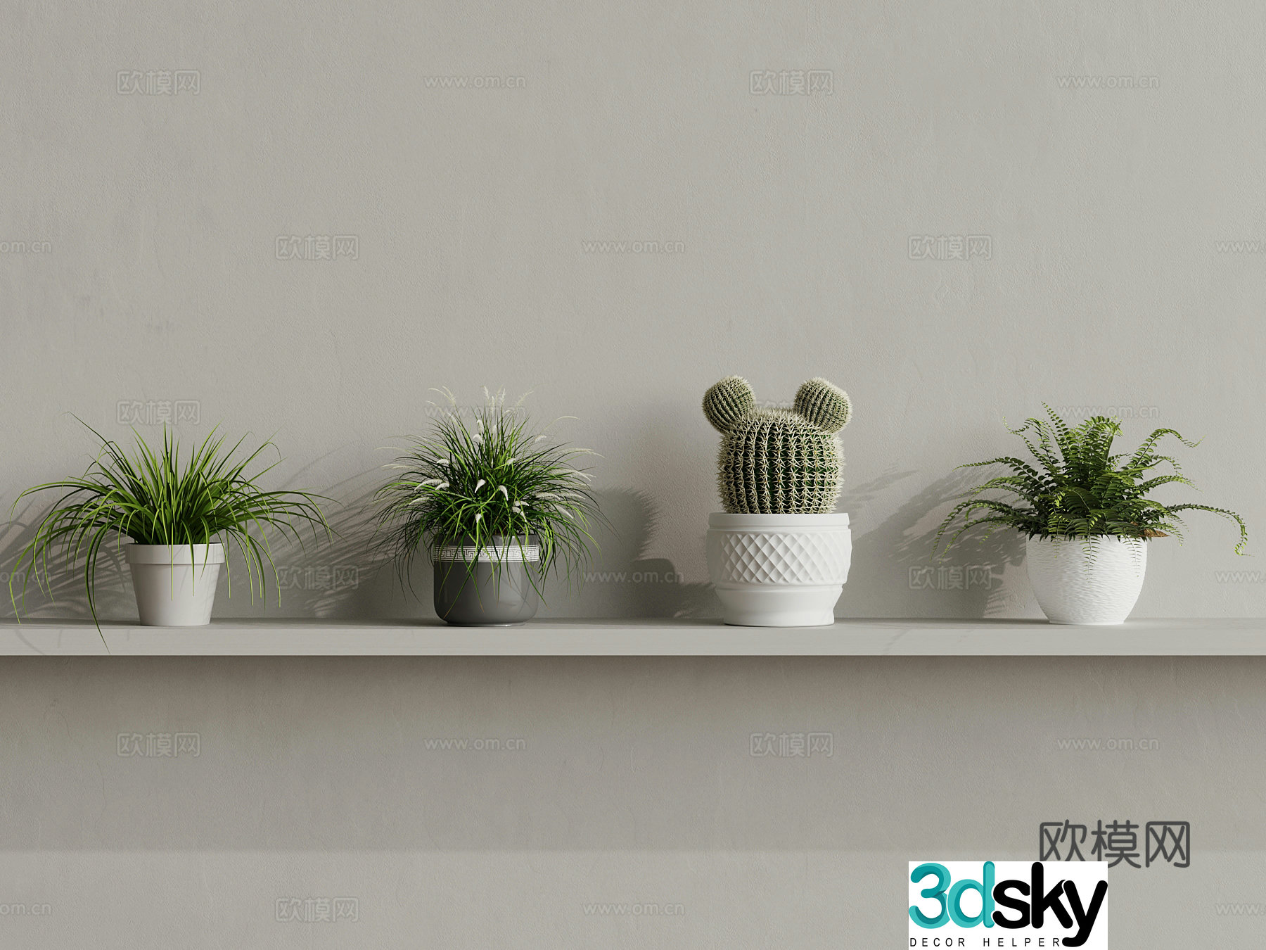 Modern desktop pot plant 3d model