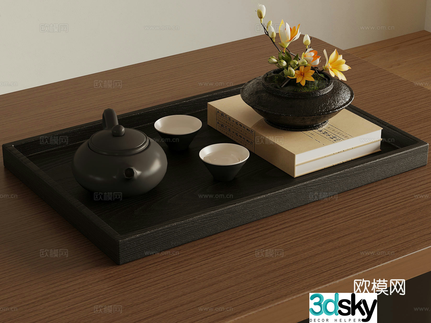 New Chinese style tea set teapot tea cup 3d model