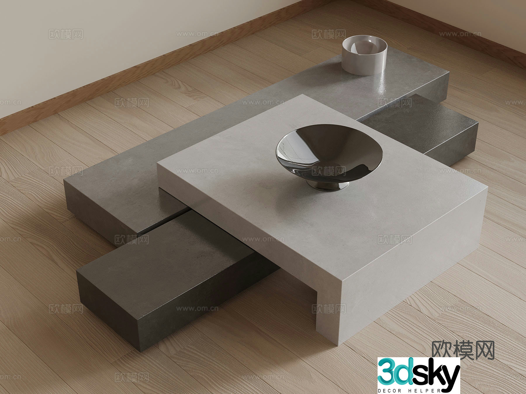 Modern stone coffee table Square coffee table 3D model