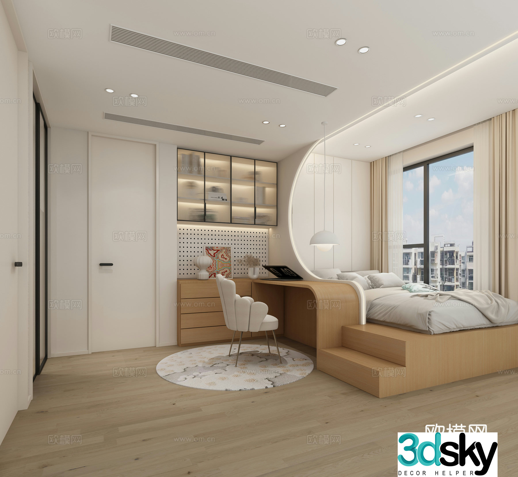 Modern tatami bedroom 3d model