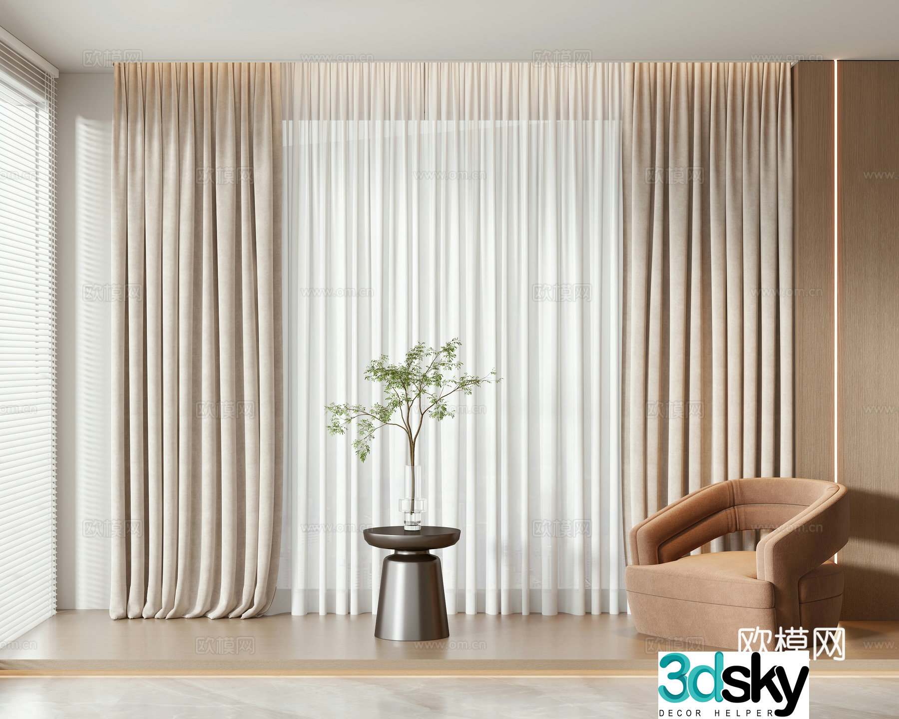 Modern curtain 3d model