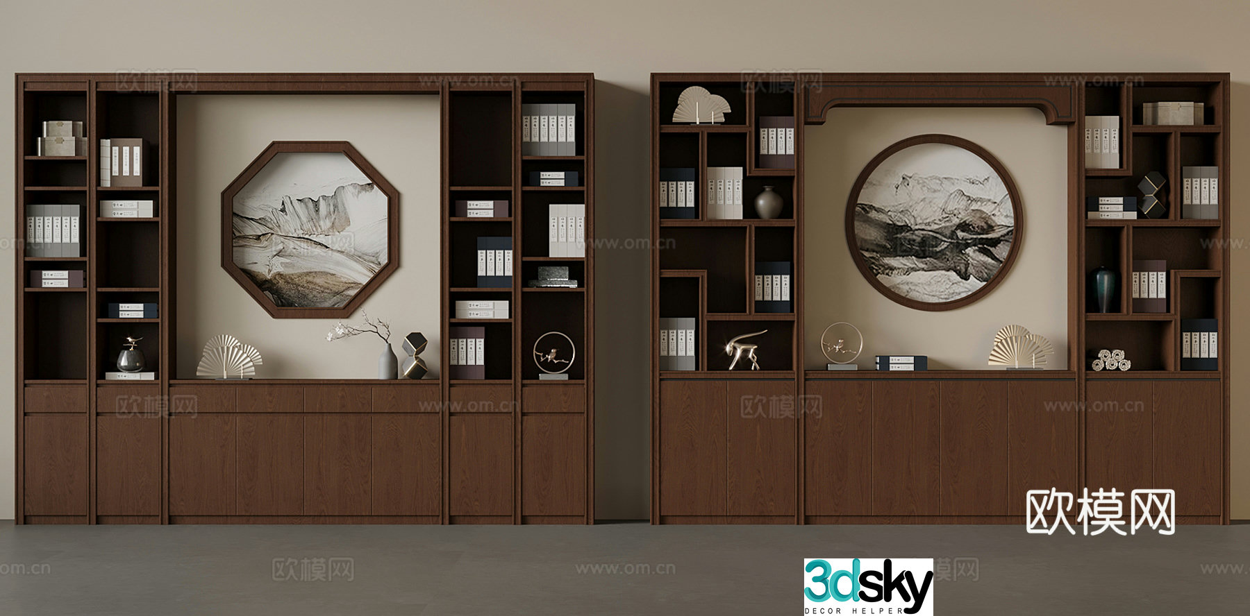 New Chinese bookcase 3D model