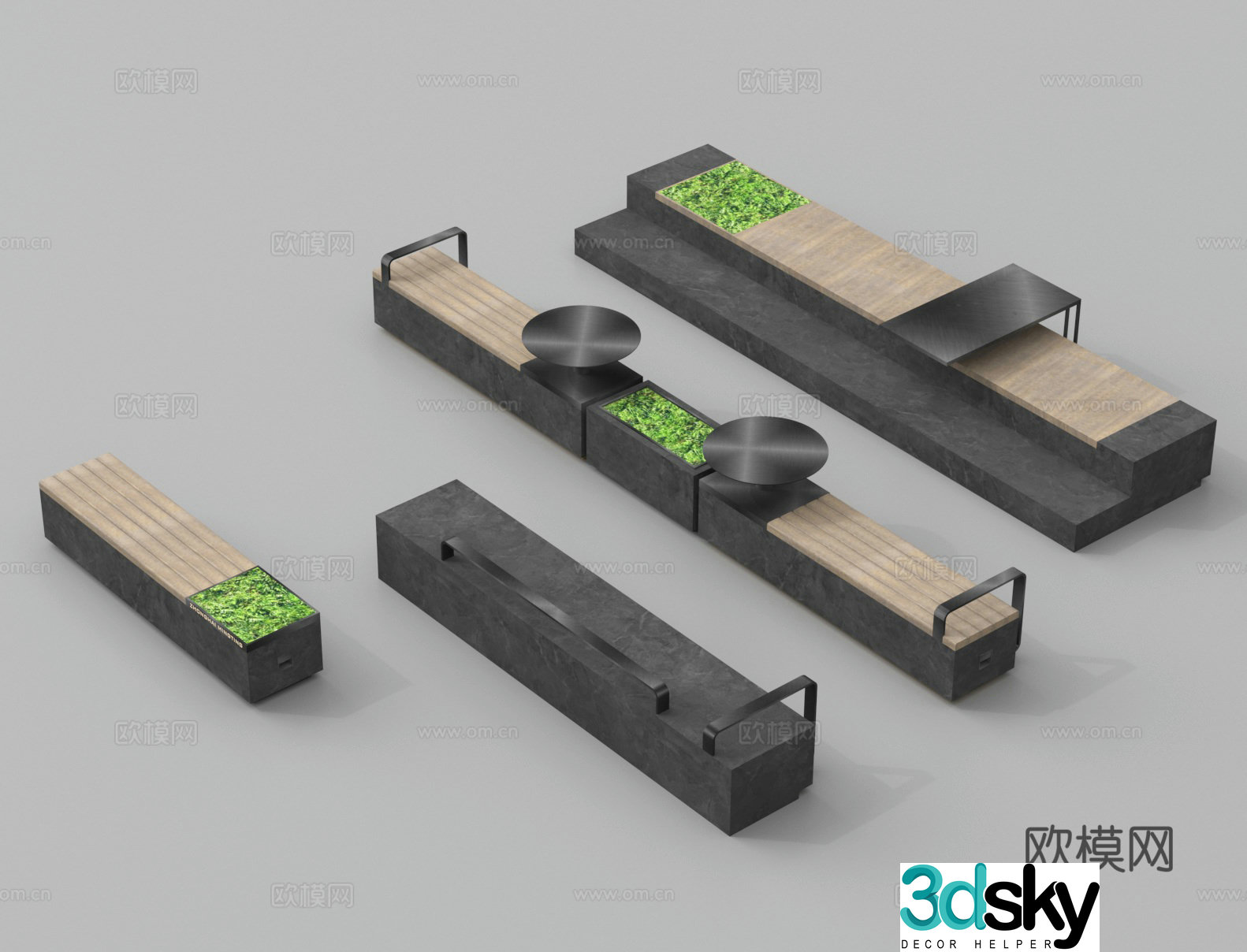 Outdoor chair Landscape seat Landscape bench Public seat Park chair 3d model