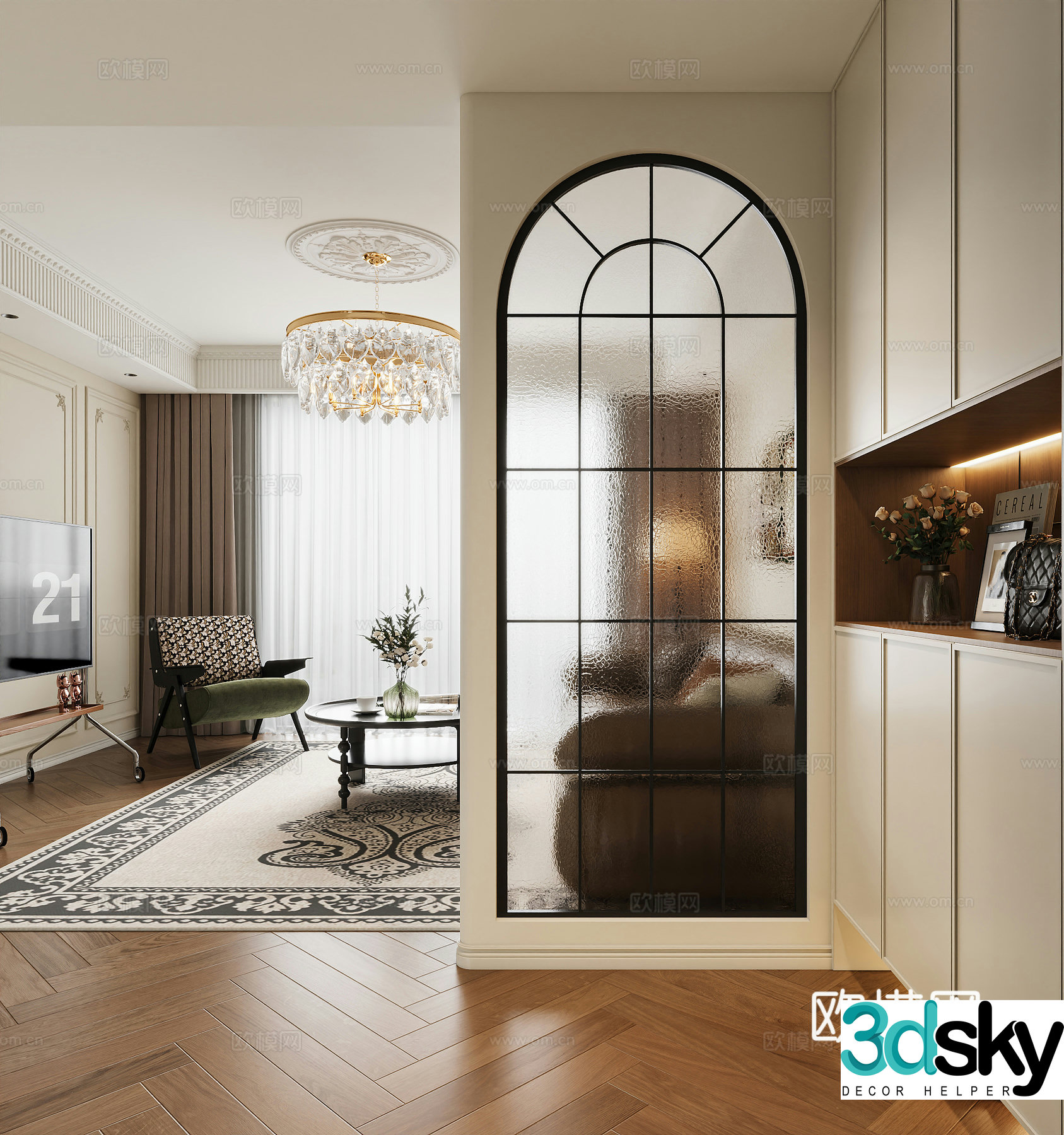 French medieval hall entrance medieval glass partition French foyer background foyer entrance partition 3D model