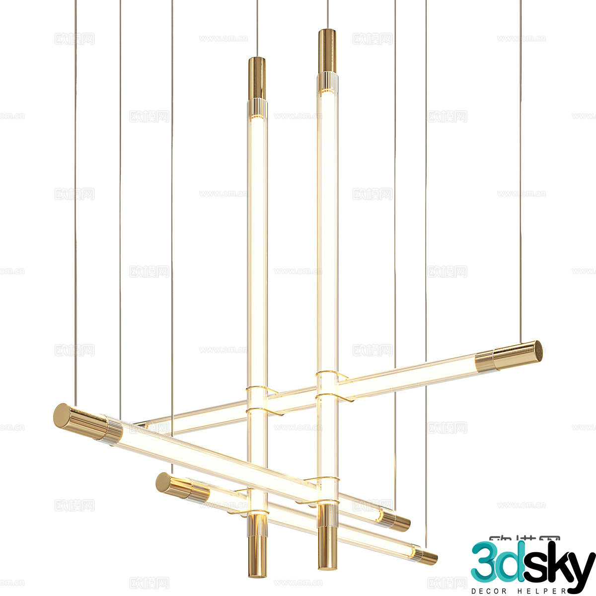 Modern light luxury minimalist decorative chandeliers 3D model