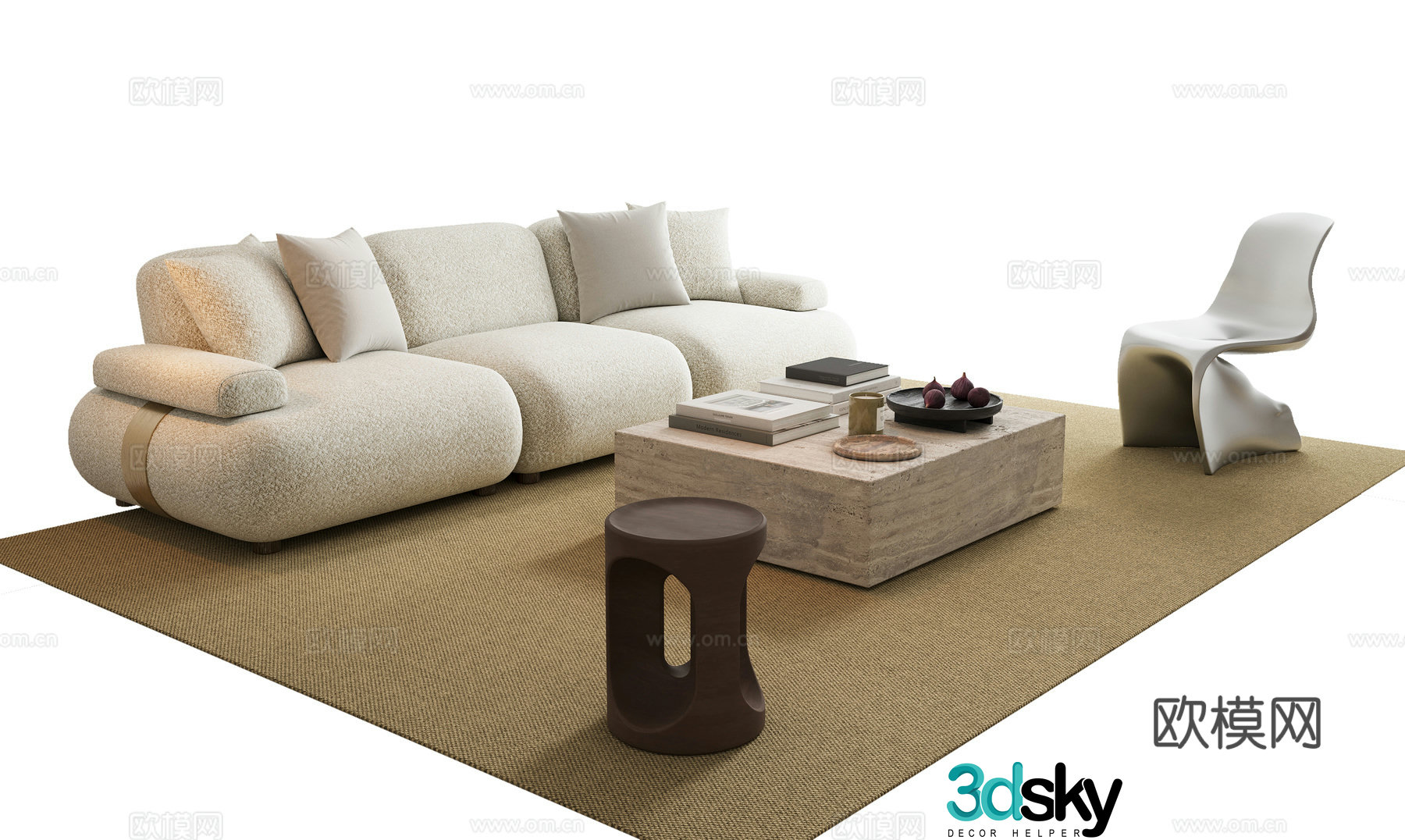 Modern Italian sofa coffee table combination 3D model