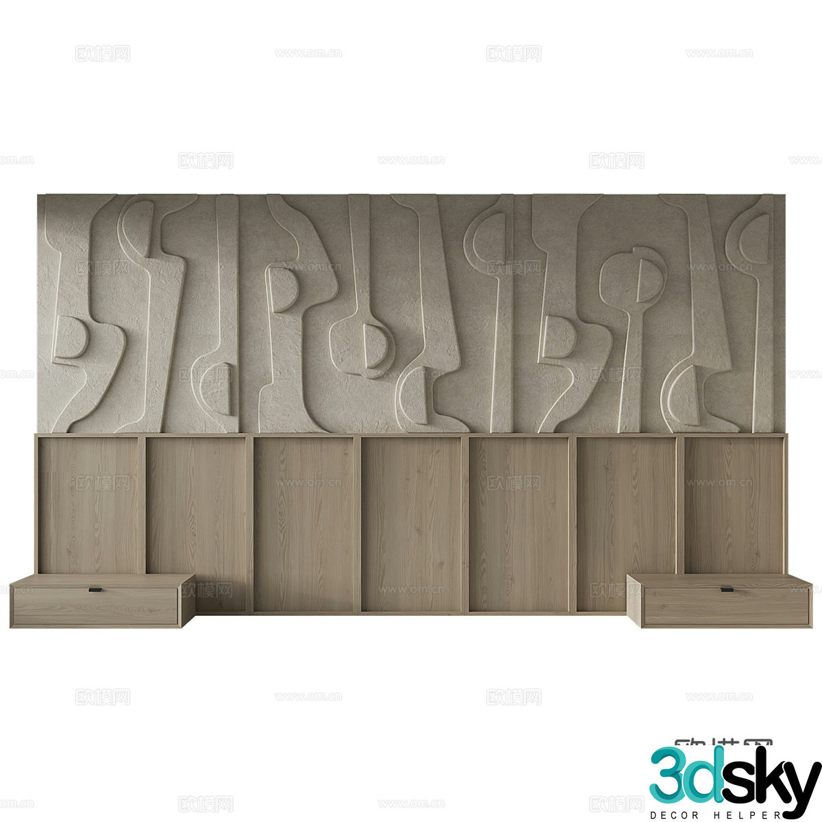 New Chinese style wabisa bedside background wall 3D model