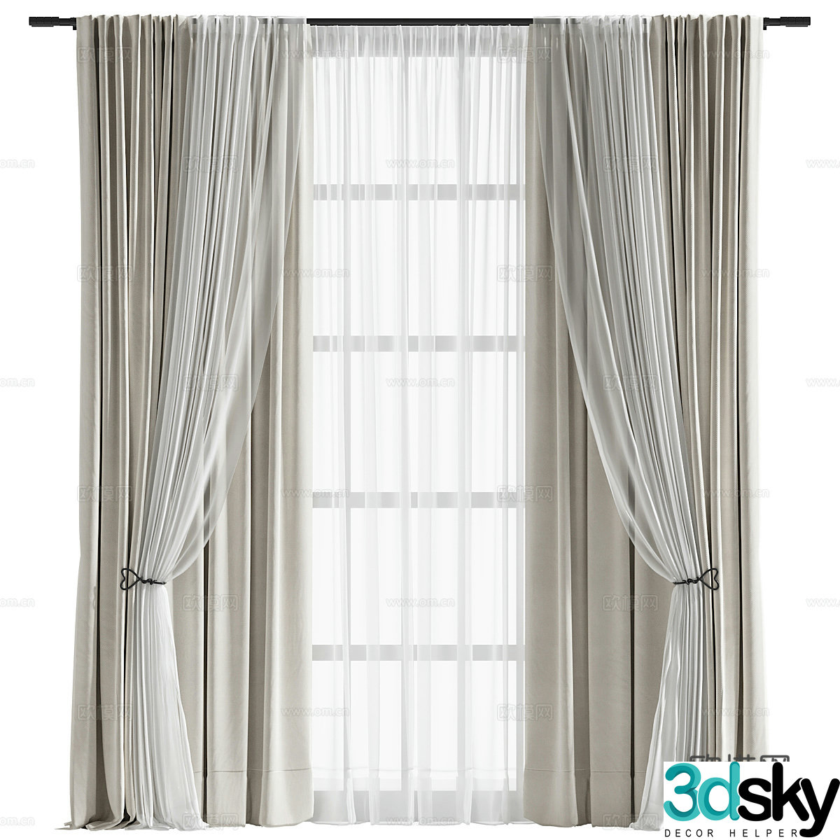 New Chinese style fabric curtain 3D model