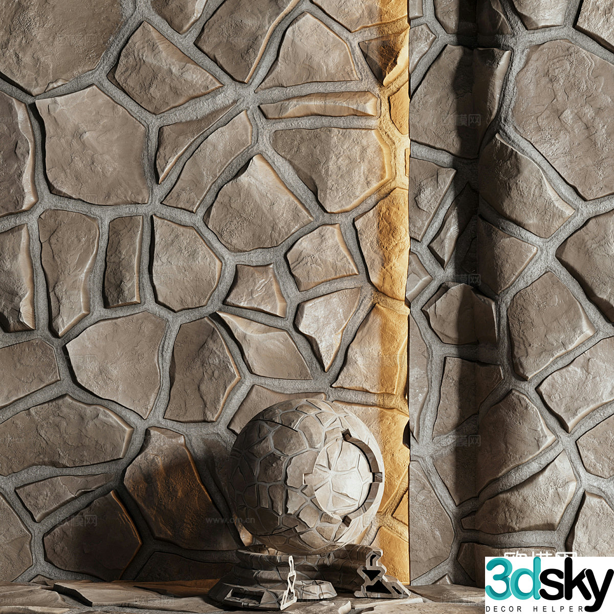 Stone wall Cultural stone Slate Concrete 3d model