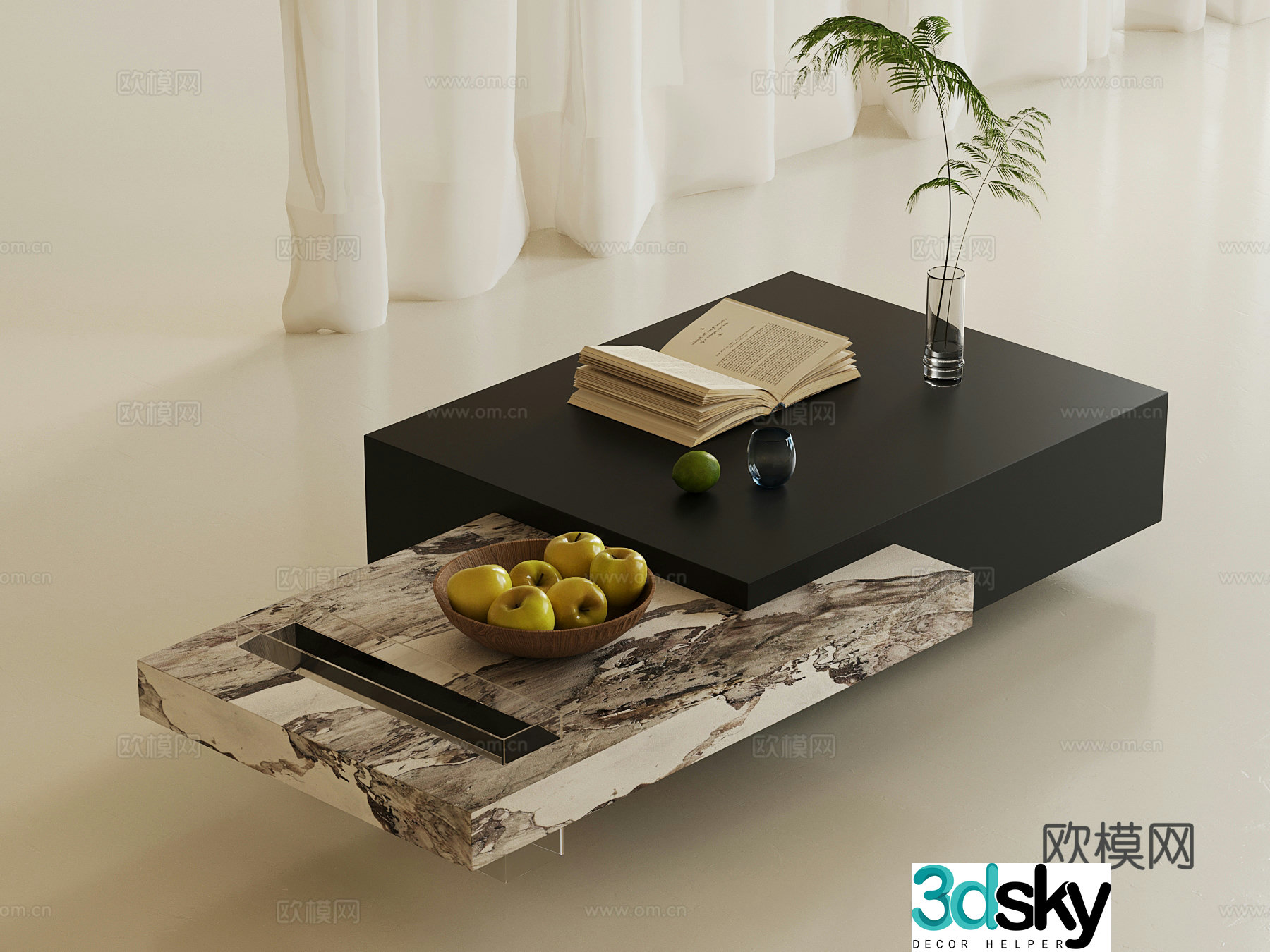 Modern minimalist Italian coffee table 3D model