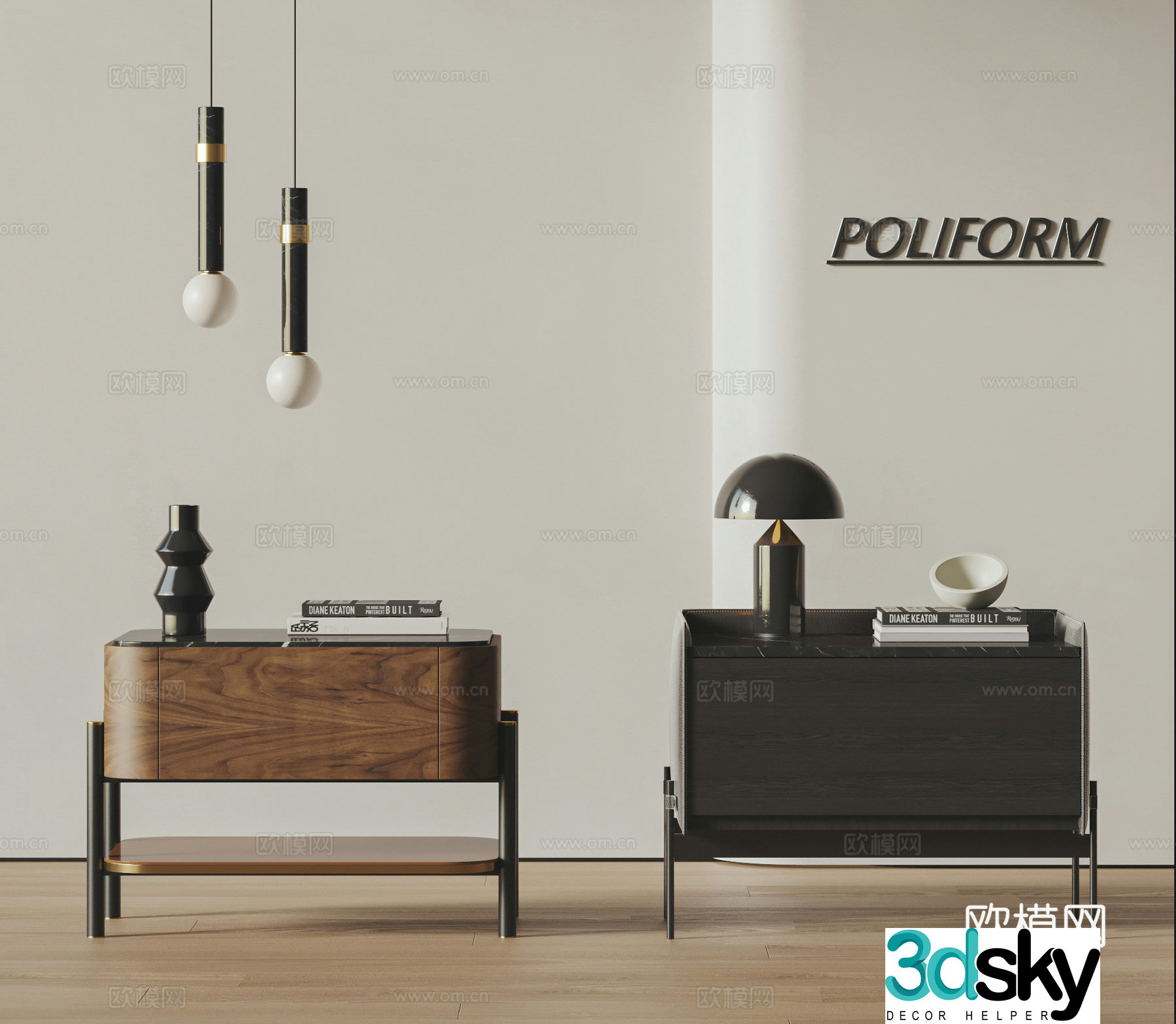 POLIFORM modern bedside table combination 3D model
