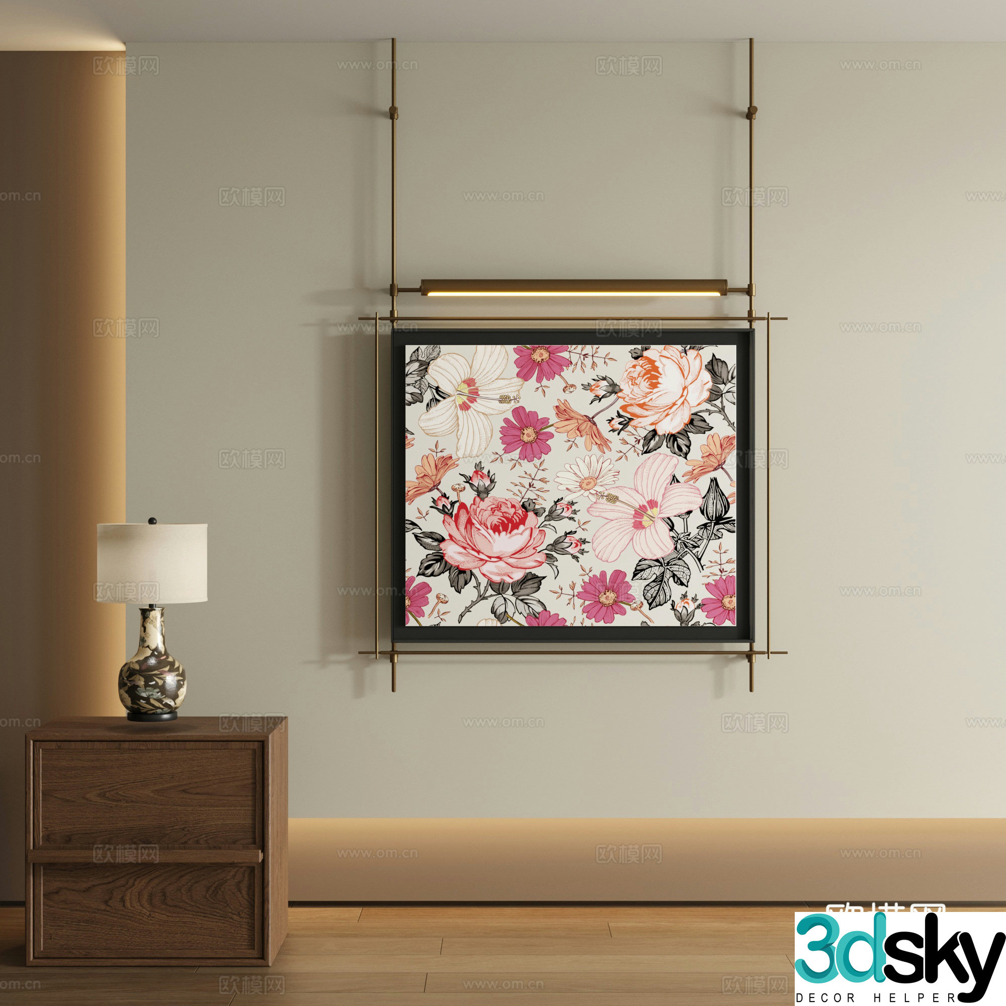 Modern boom decorative painting 3d model