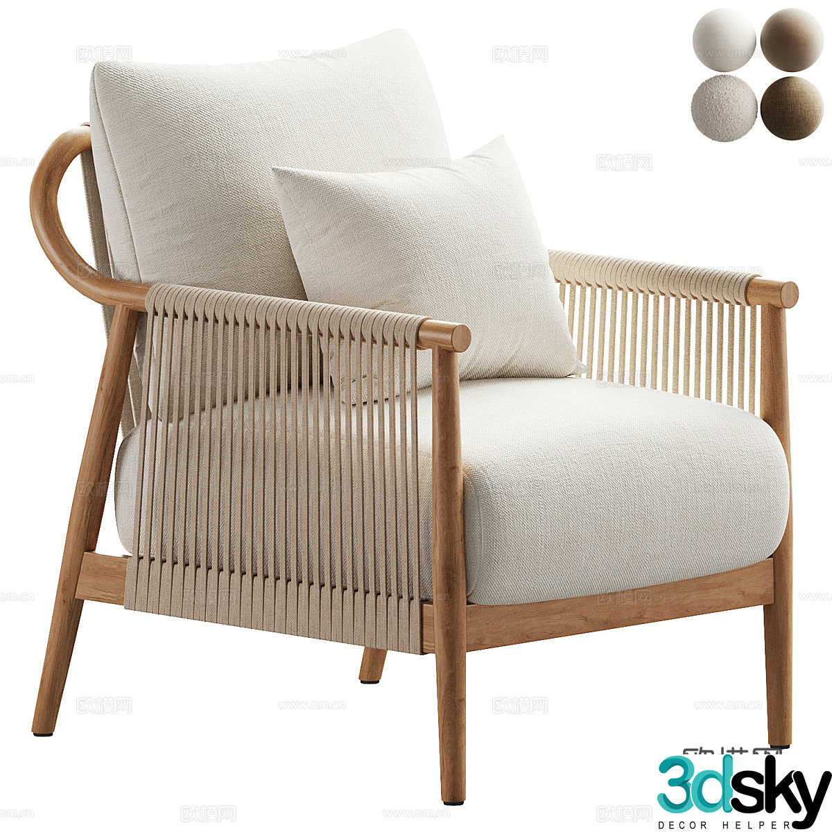 New Chinese Brena soft-pack armchair 3d model
