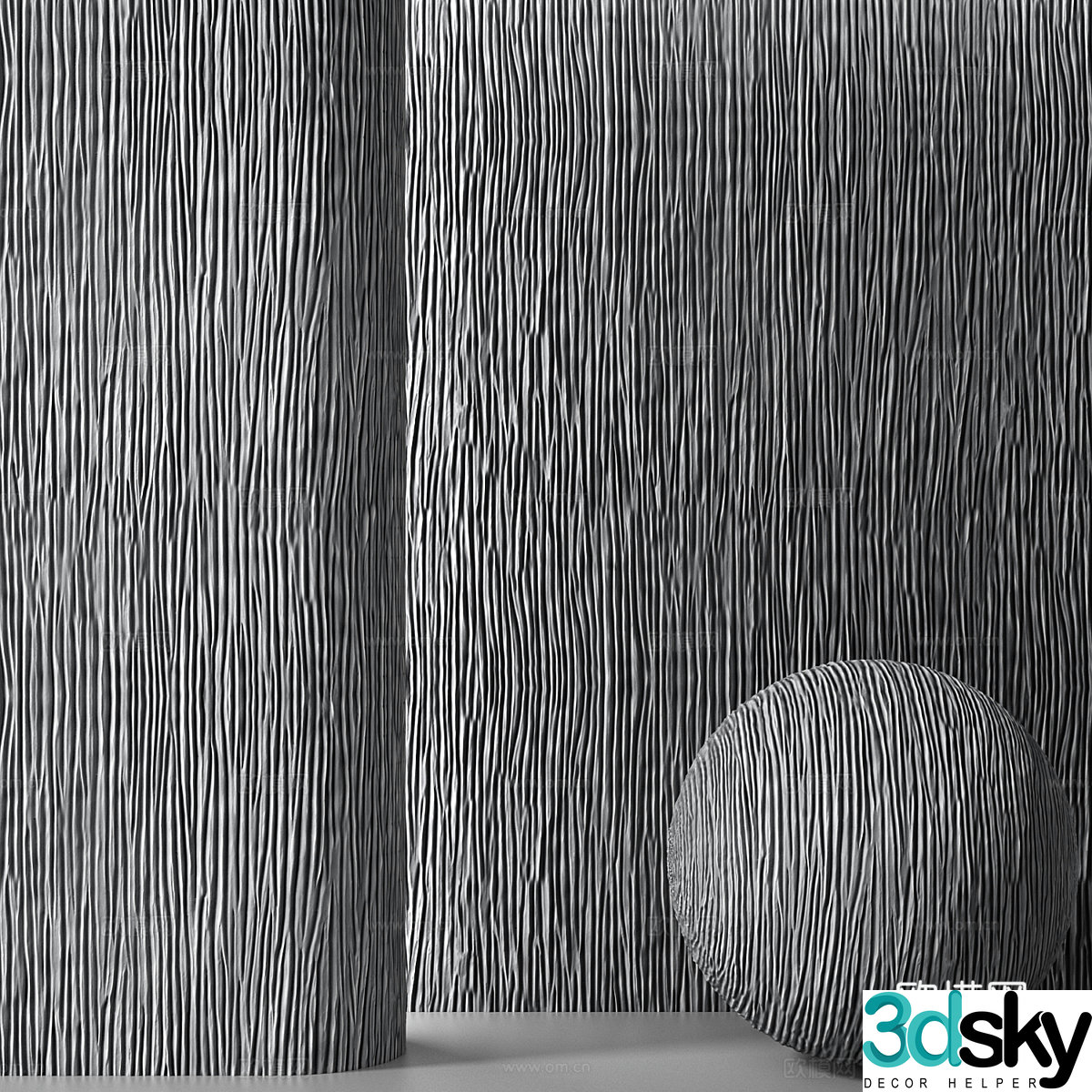 Wavy concave and convex decorative concrete plastering 3d model