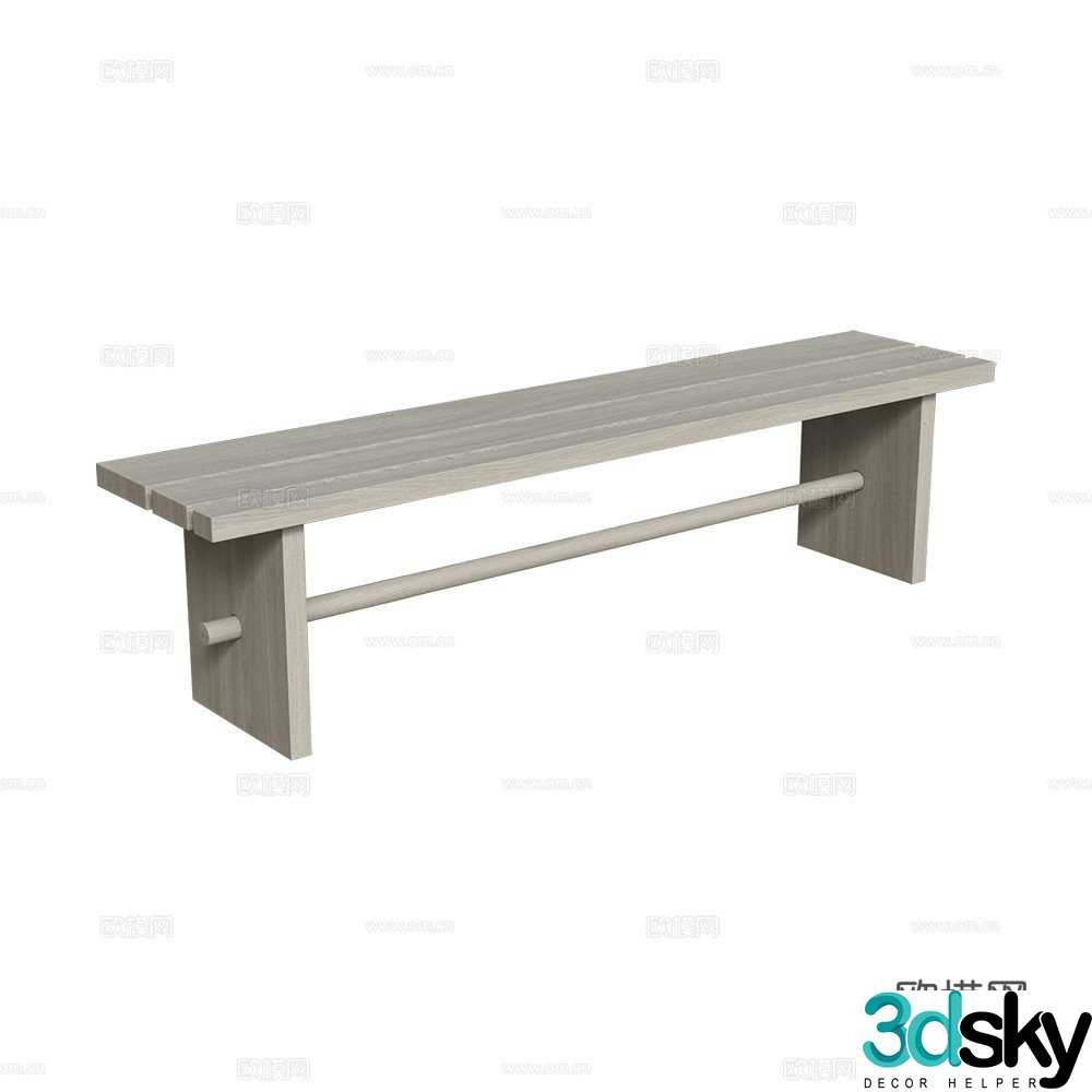 Palo Nero Nordic bench Minimalist bench Wooden bench Shoe change stool 3D model