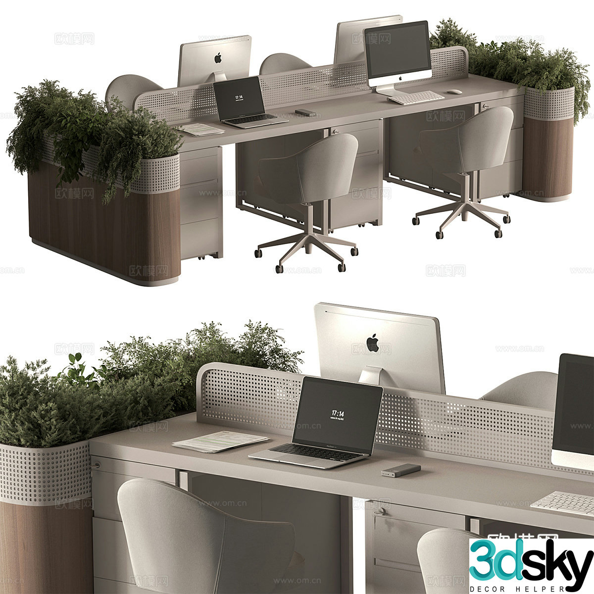 New Chinese style employee set – Office furniture 3D model