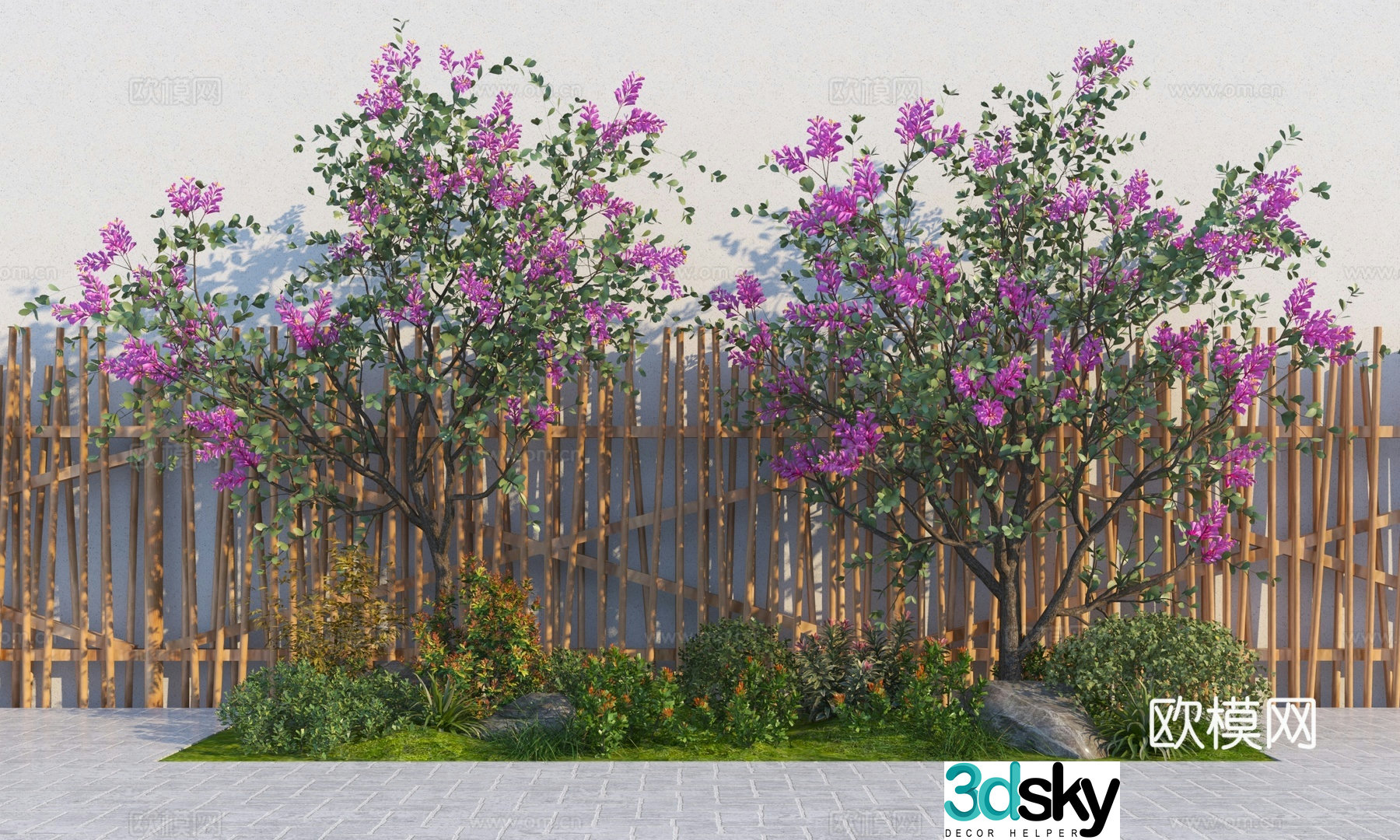 Modern Crabbit myrtle tree Begonia landscape tree 3D model