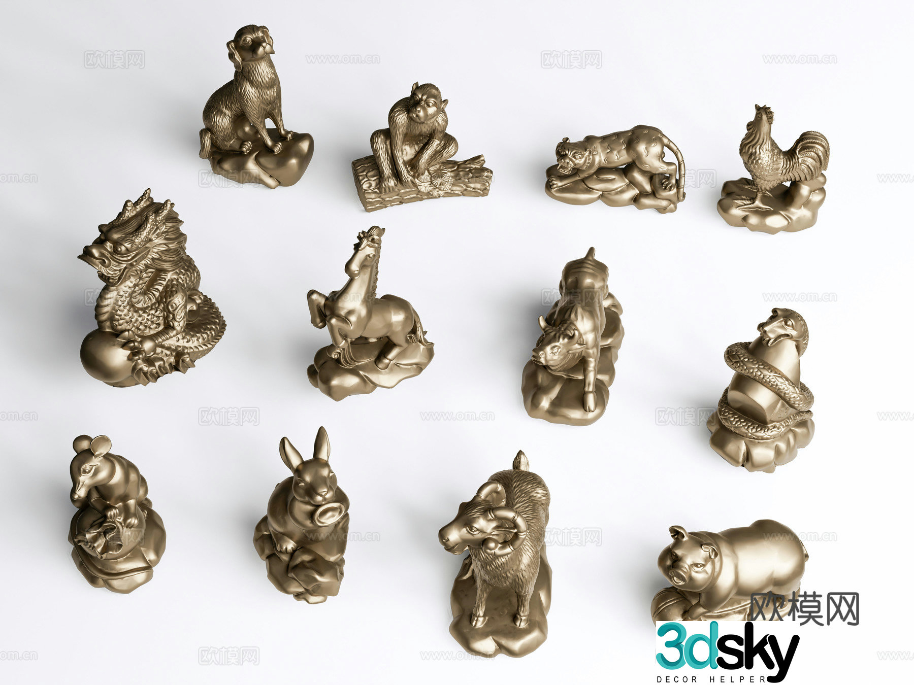 New Chinese style modern sculpture ornaments Statue Animal sculpture Art sculpture Abstract sculpture 3d model