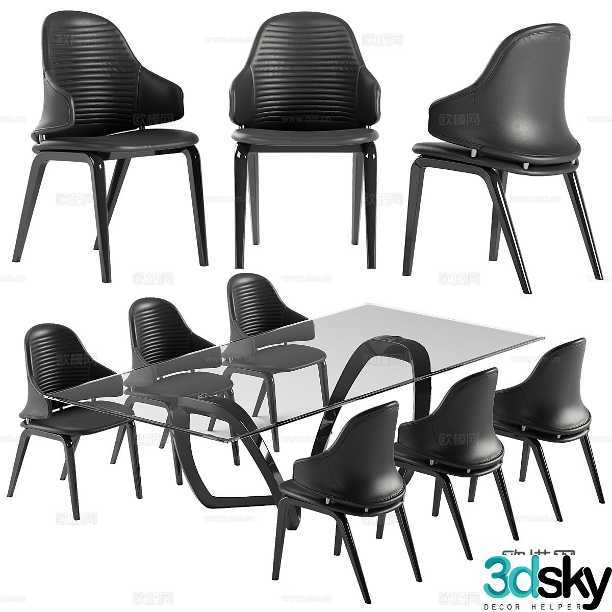 Modern Italian dining table and chair 3d model