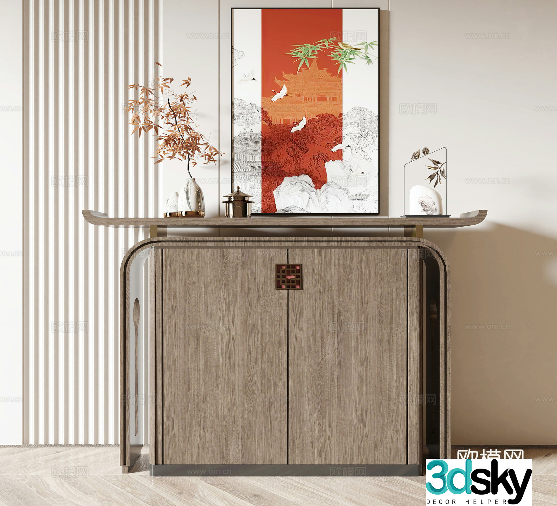 New Chinese style end viewing platform 3D model