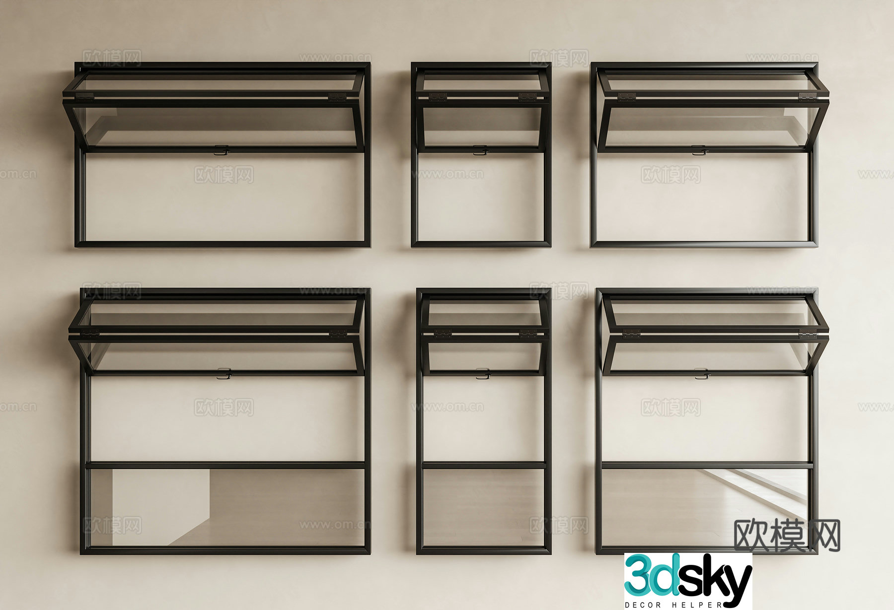Modern medieval folding window Folding window Sliding window Glass window Up and down folding window Window 3D model