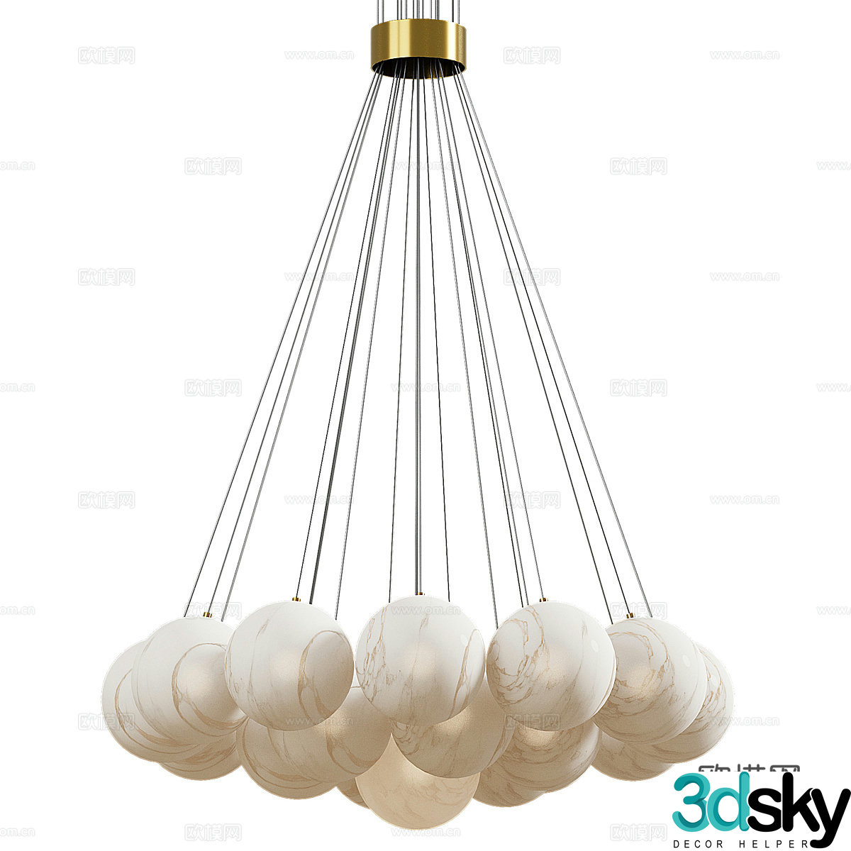 Modern Italian minimalist spherical decorative chandelier 3d model