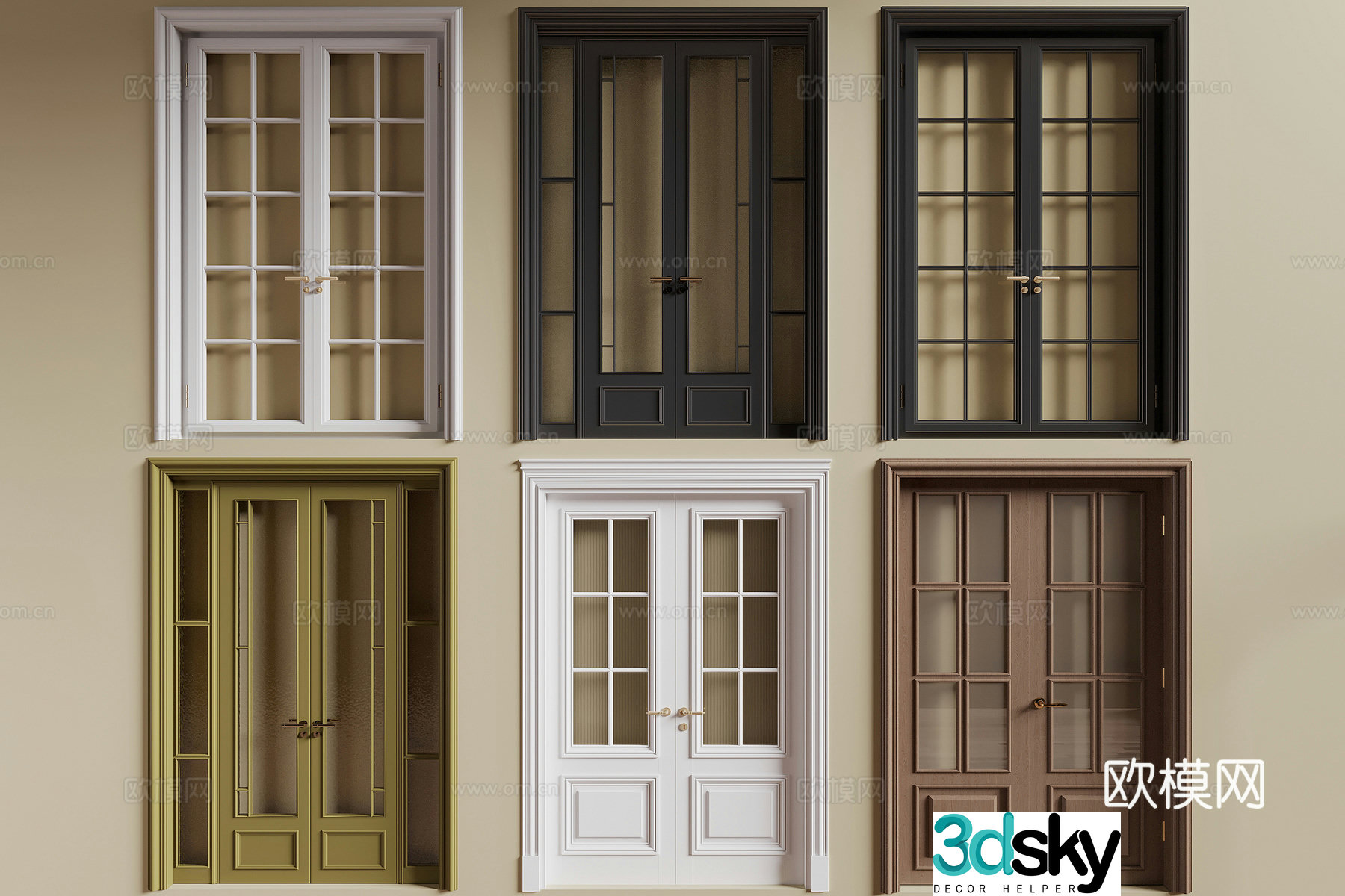 American double door 3D model