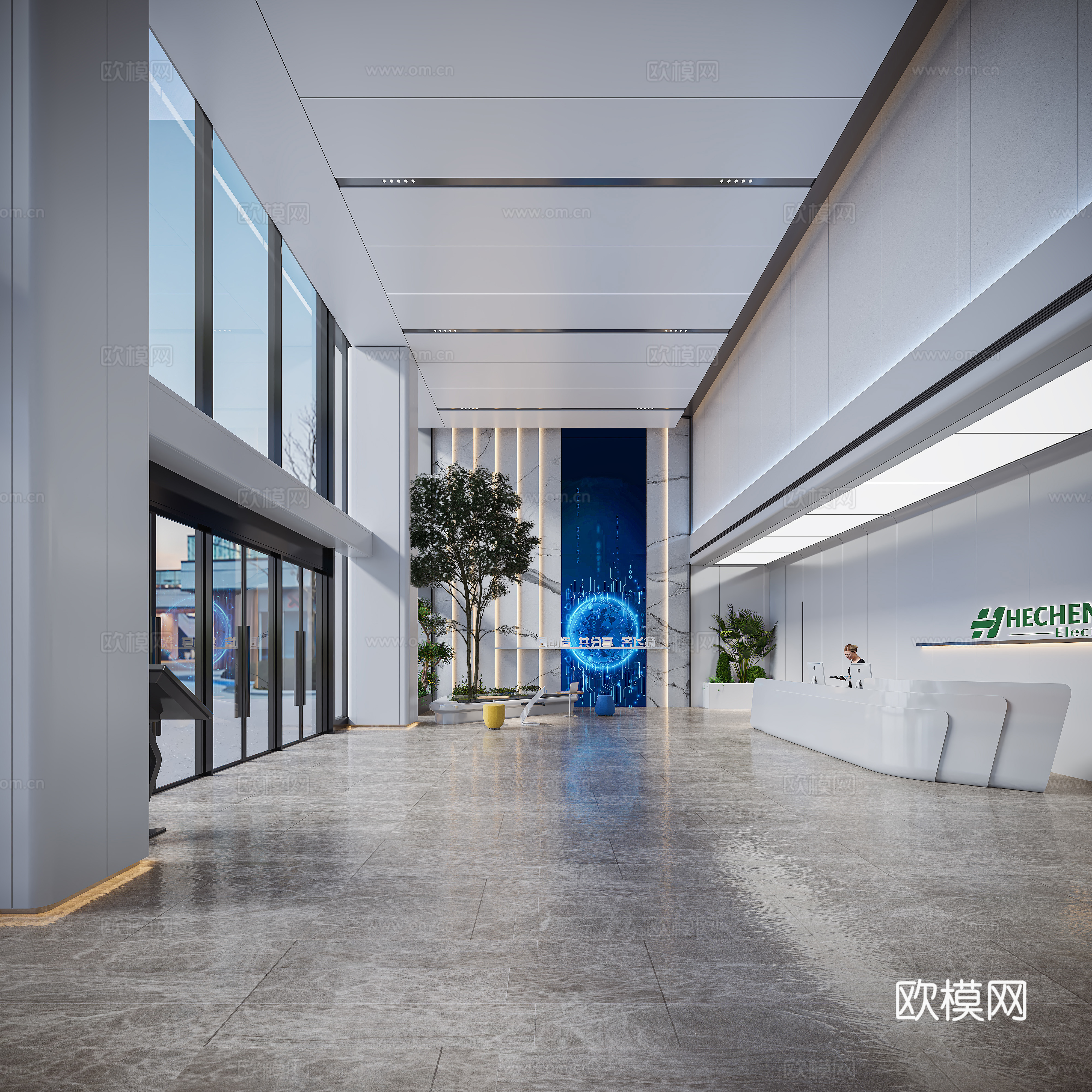 Modern company lobby 3d model