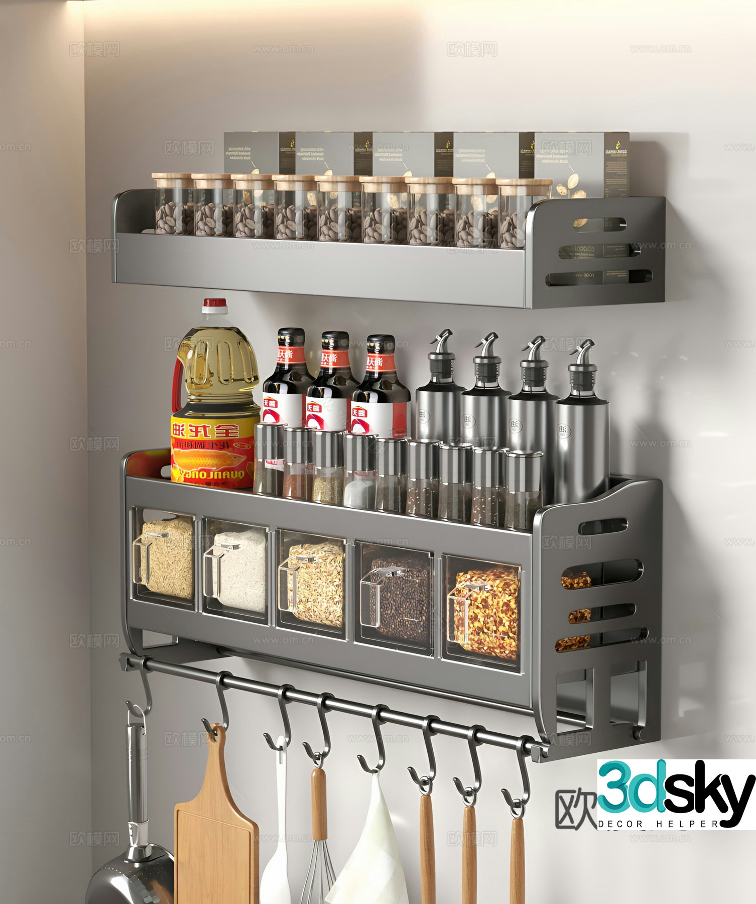 Other kitchen and bathroom seasoning rack seasoning multi-function combination seasoning rack 3D model
