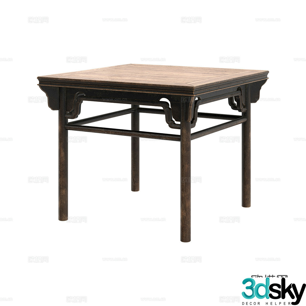 Chinese solid wood dining table 3D model