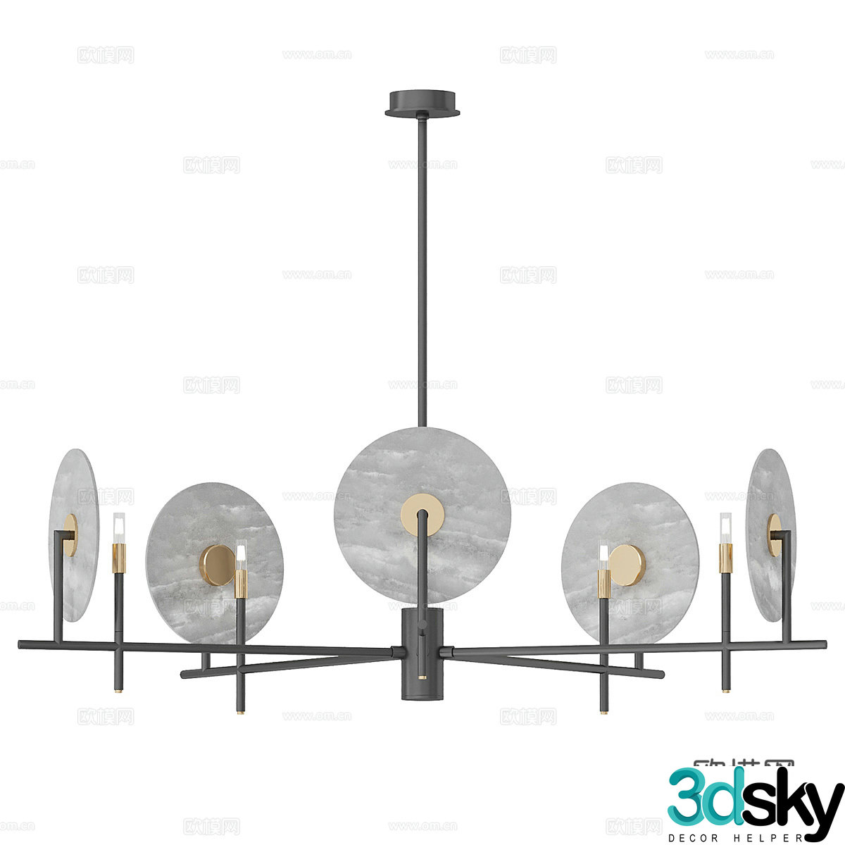 New Chinese Light Luxury Erto Decorative Chandelier 3D Model