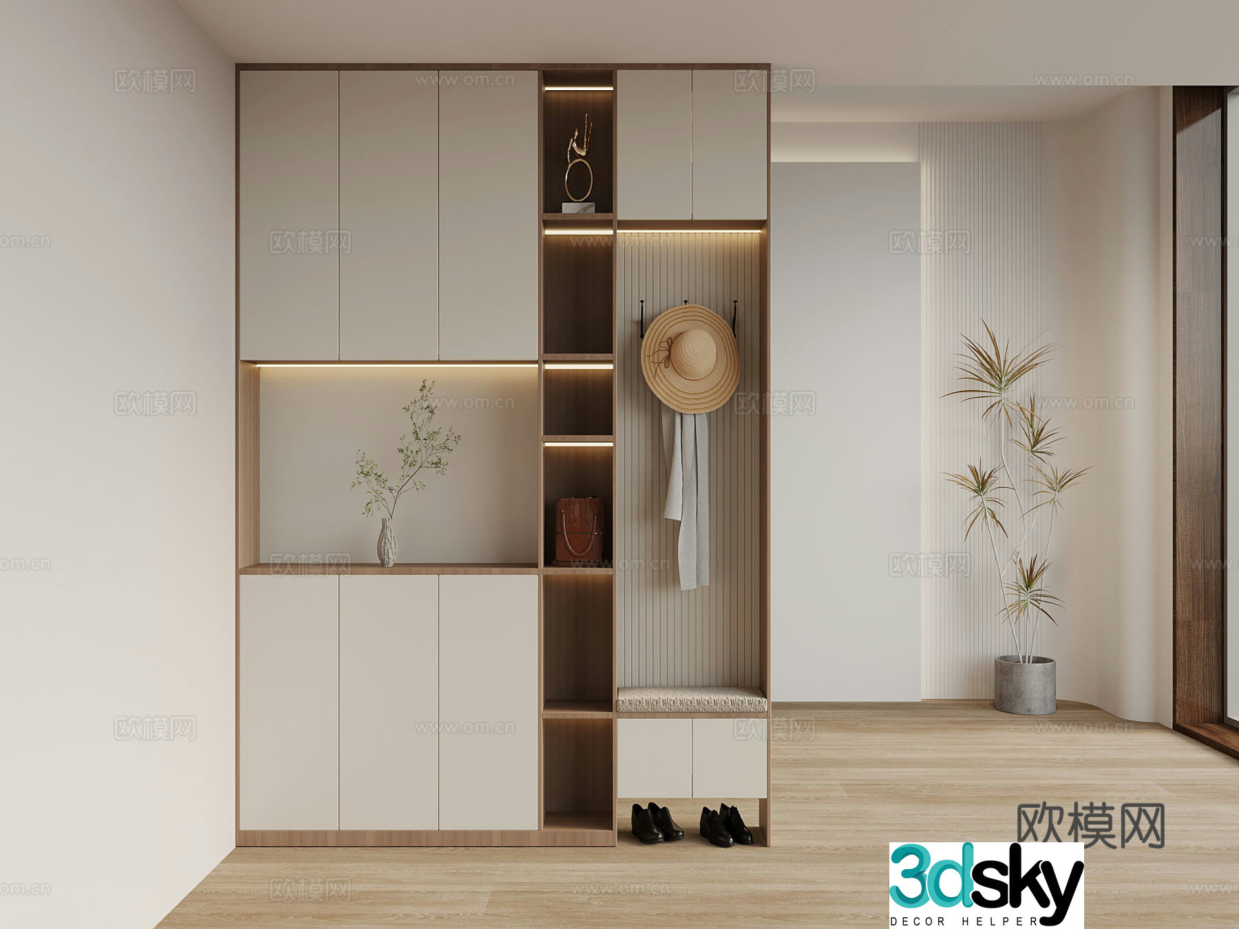 Modern shoe cabinet entrance cabinet 3d model
