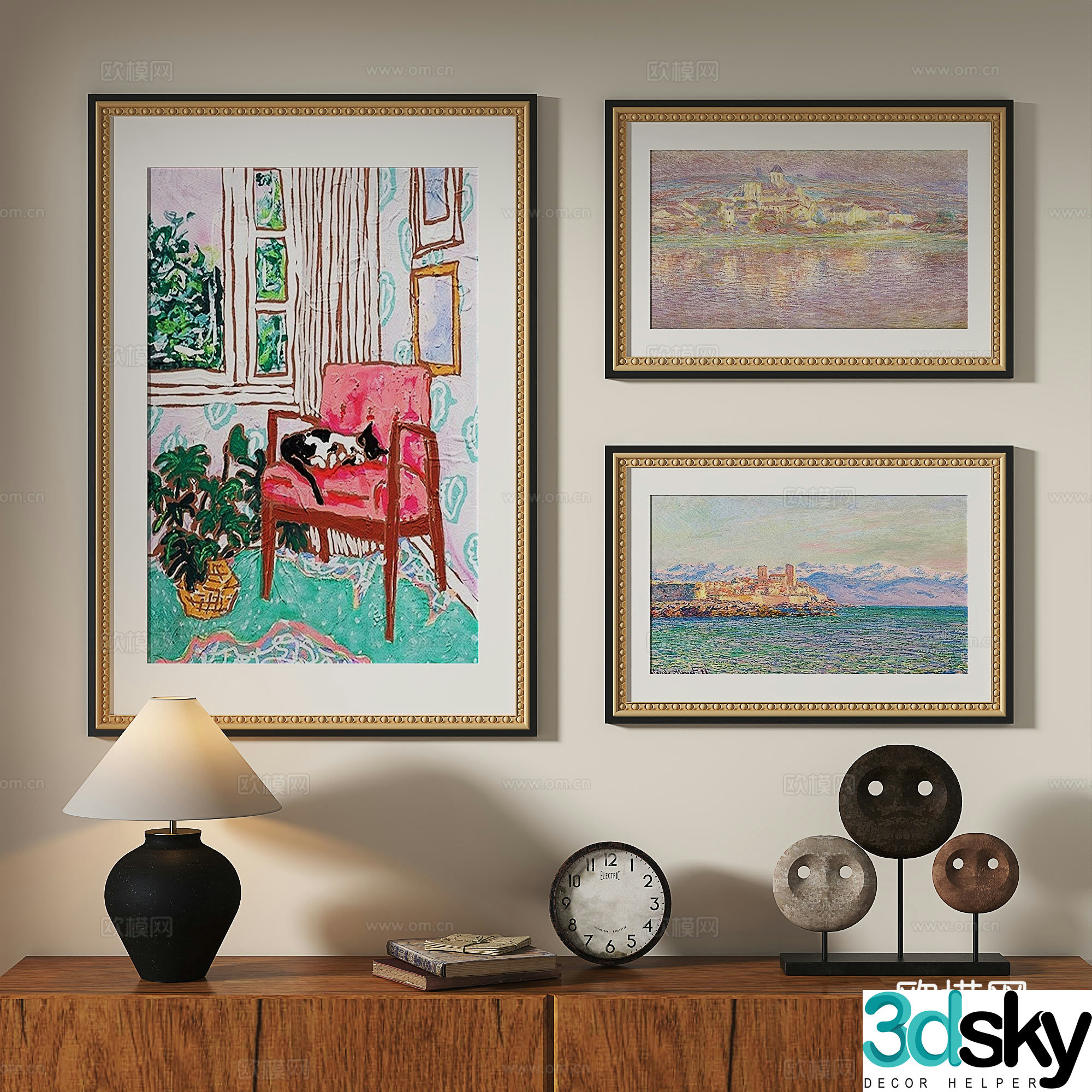 French retro abstract classical oil painting modern abstract decorative painting 3d model