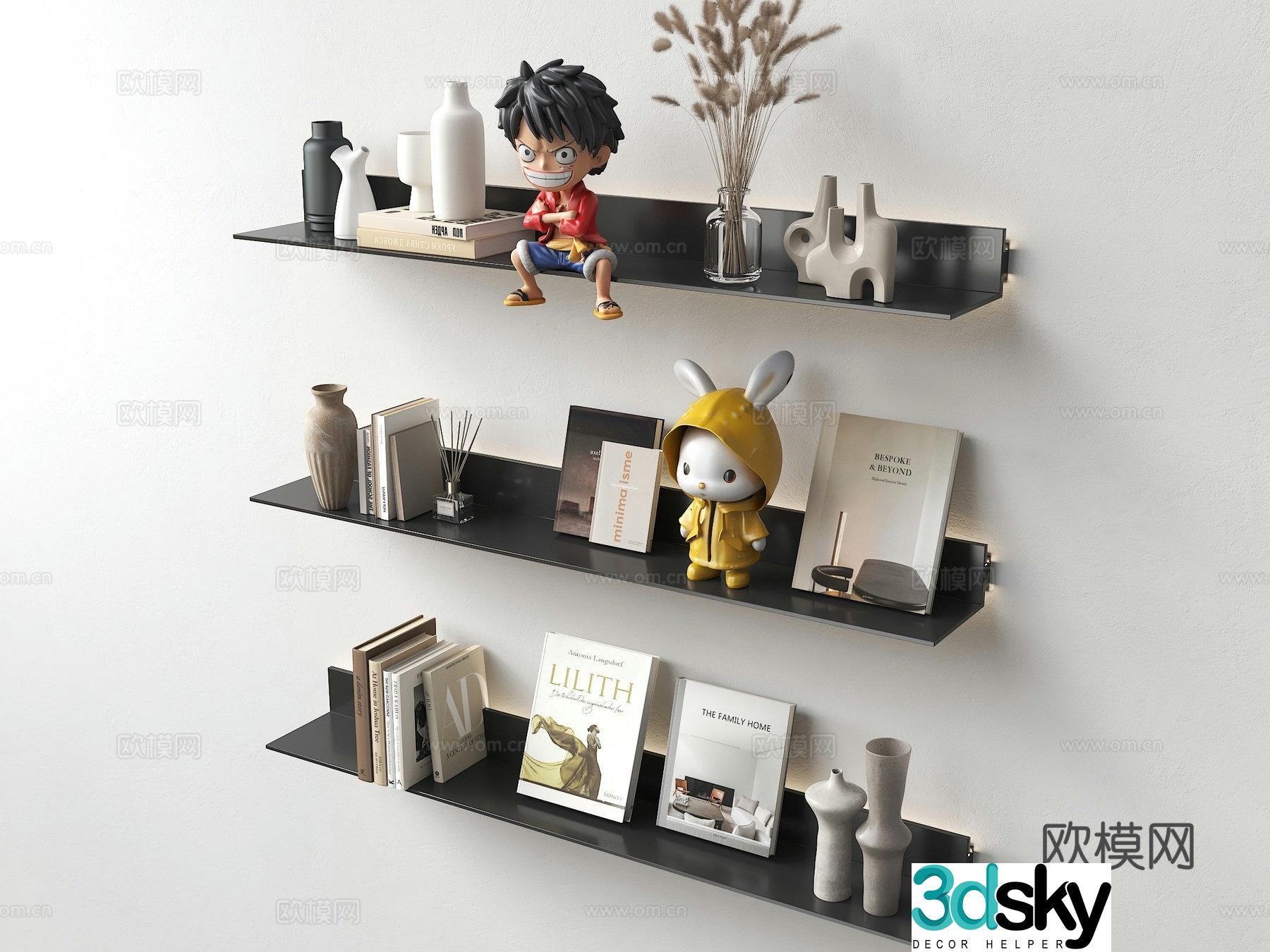 Modern storage rack luminous layered panel storage rack stainless steel bookcase stainless steel partition modern miscellaneous 3D model
