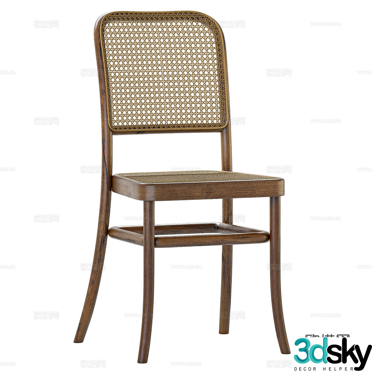 New Chinese style Wasabi Indonesia teak dining chair 3D model